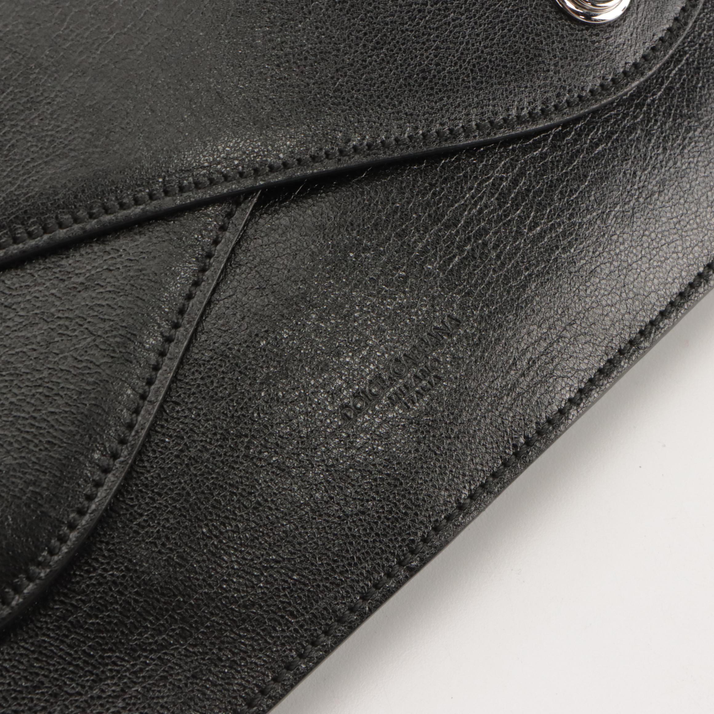 Dolce & Gabbana Black Leather Sleek Wristlet Clutch Shoulder Bag