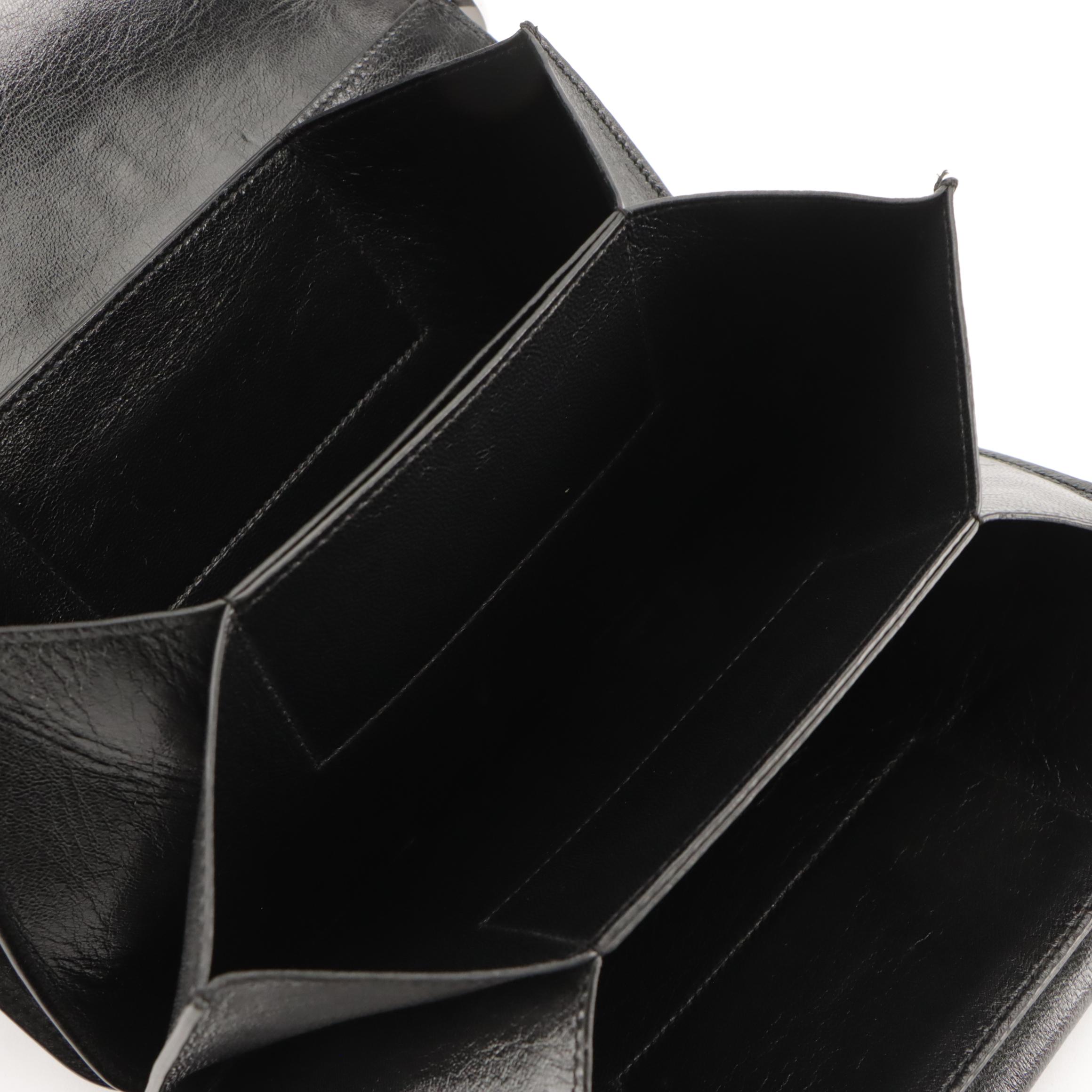 Dolce & Gabbana Black Leather Sleek Wristlet Clutch Shoulder Bag