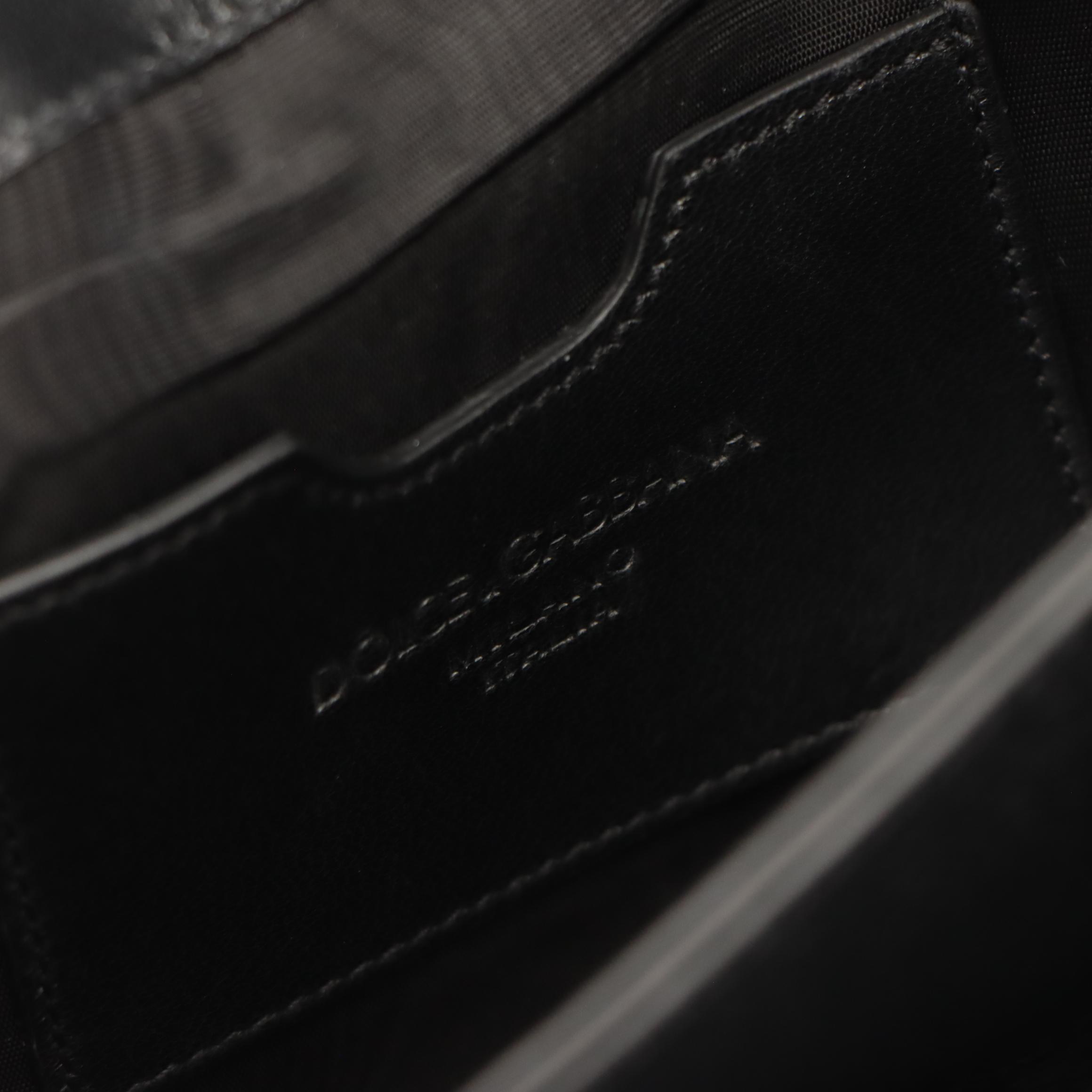 Dolce & Gabbana Black Leather Sleek Wristlet Clutch Shoulder Bag