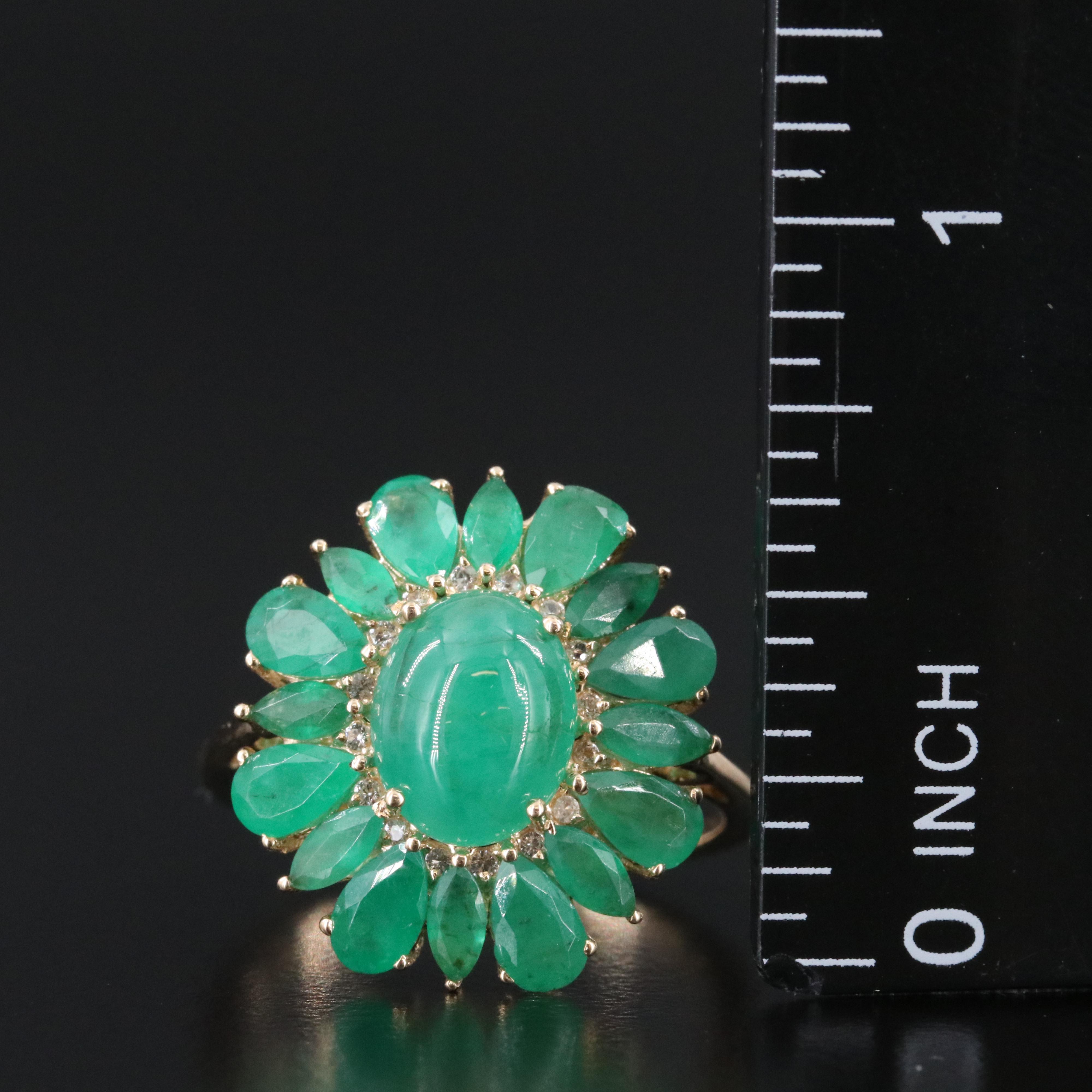 14K Emerald and White Sapphire Ring
