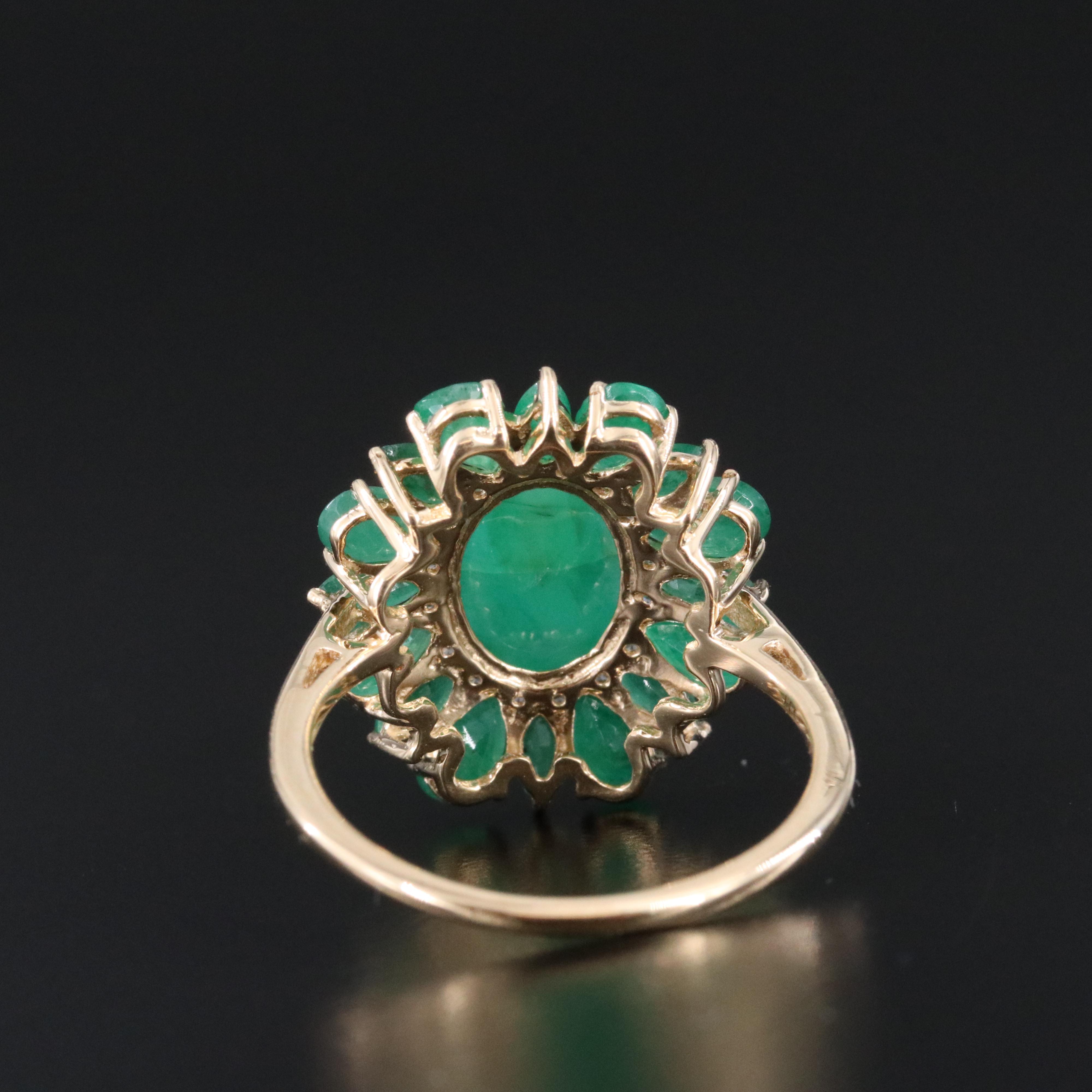 14K Emerald and White Sapphire Ring