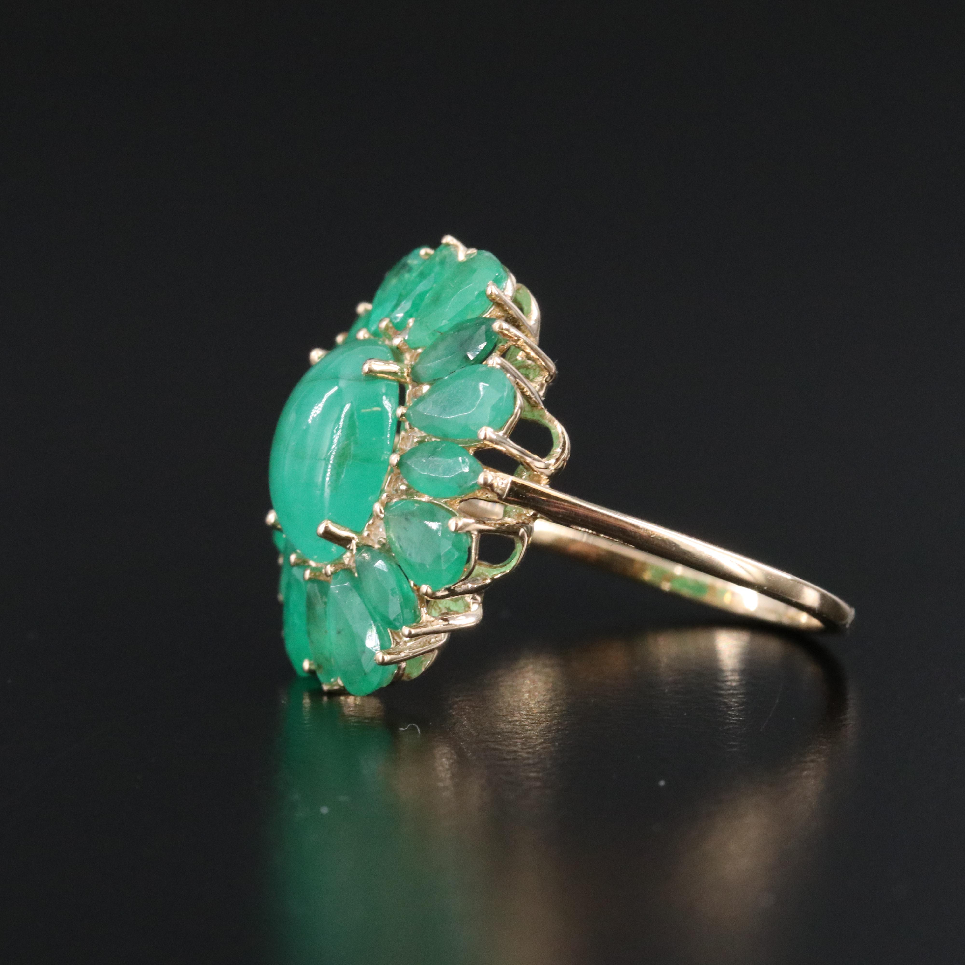 14K Emerald and White Sapphire Ring