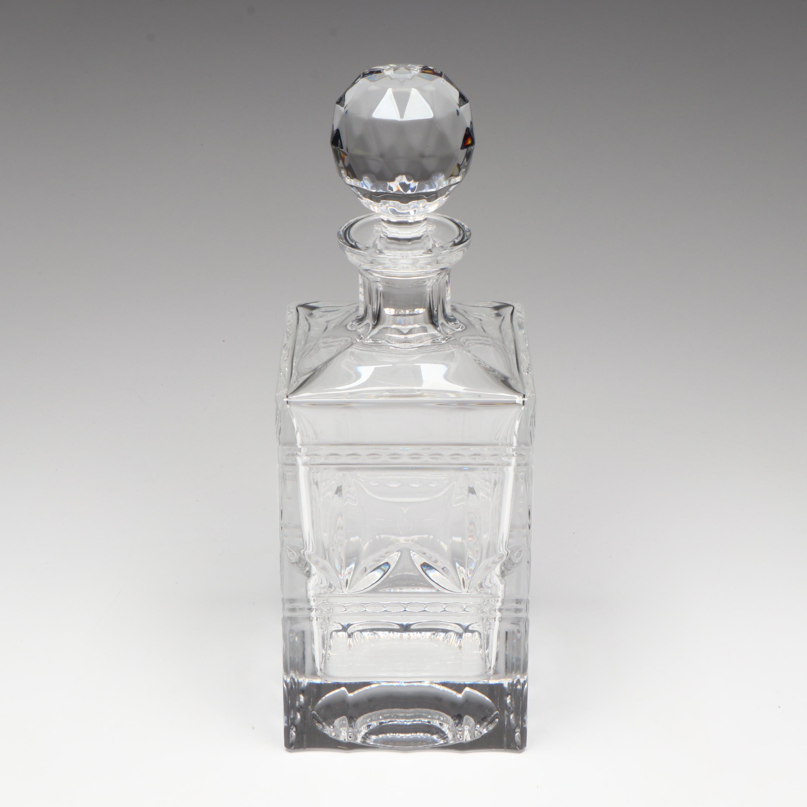 Crystal Decanter, Purple Glass Stemware, and Purple Crystal Rose Bowl