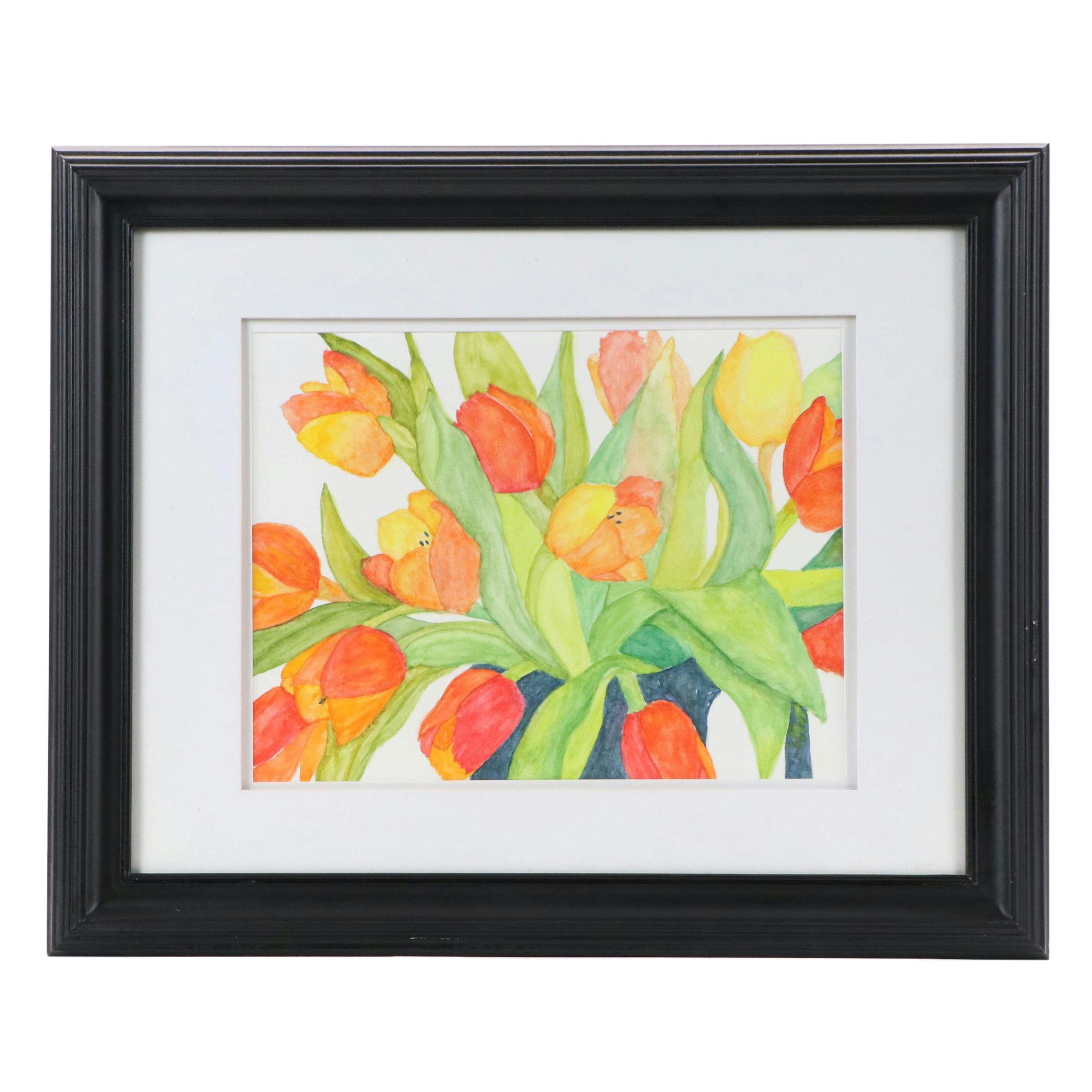 Bernice Giannetti Watercolor Painting of Tulip Bouquet