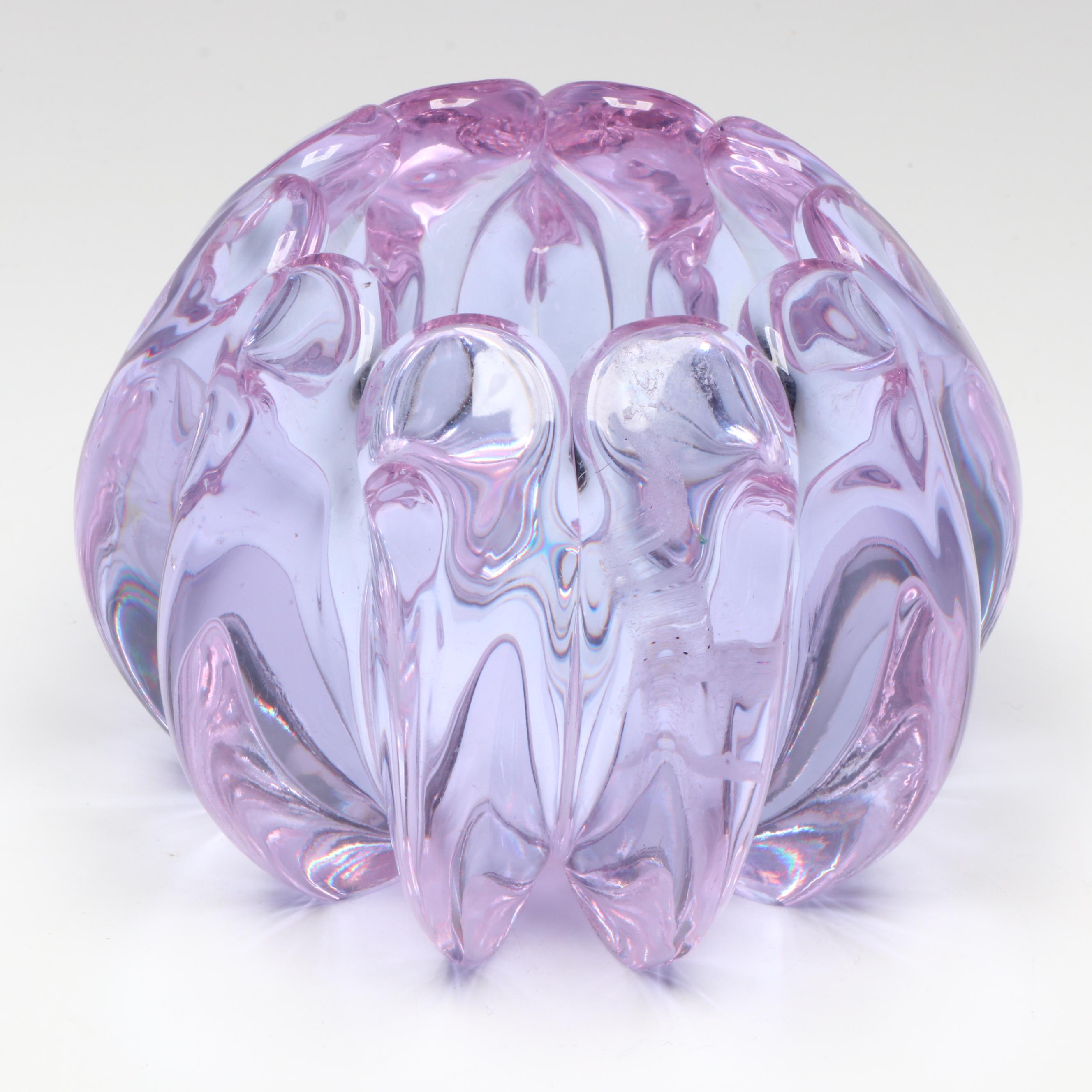 Crystal Decanter, Purple Glass Stemware, and Purple Crystal Rose Bowl