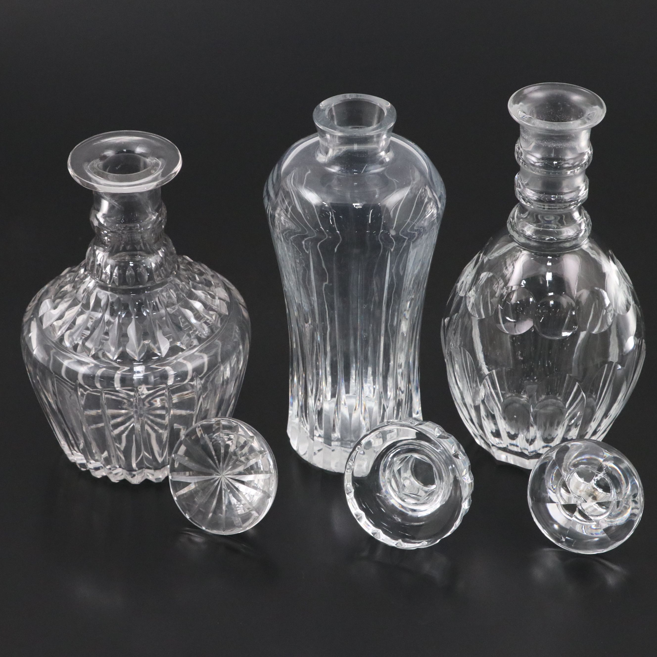 Edwardian Style Ring Neck and Other Decanters, 29th Century