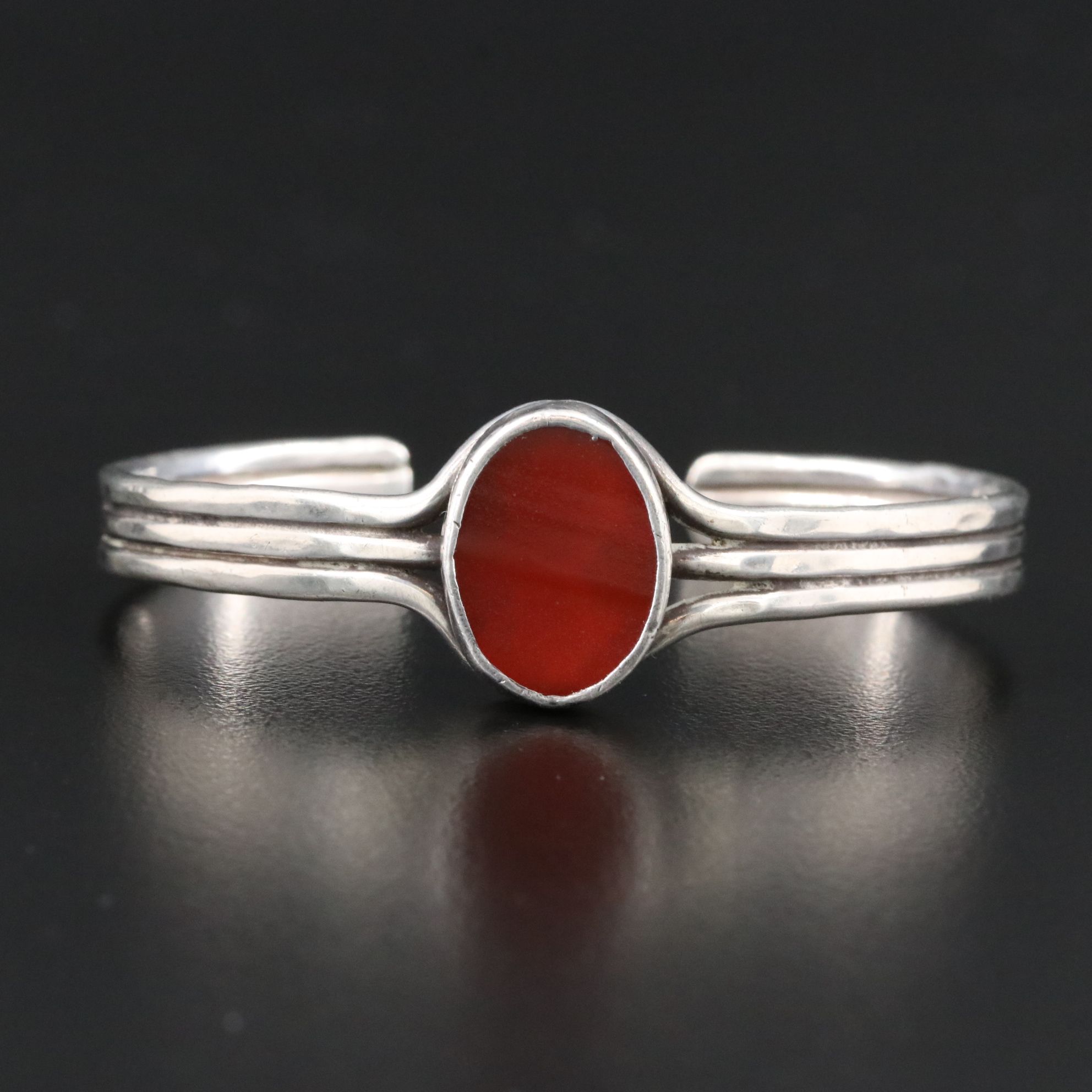 Sterling Carnelian Cuff Bracelet