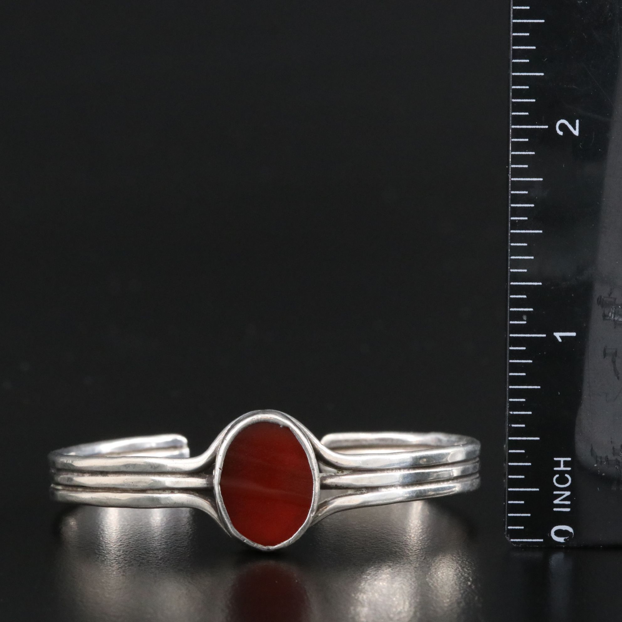 Sterling Carnelian Cuff Bracelet