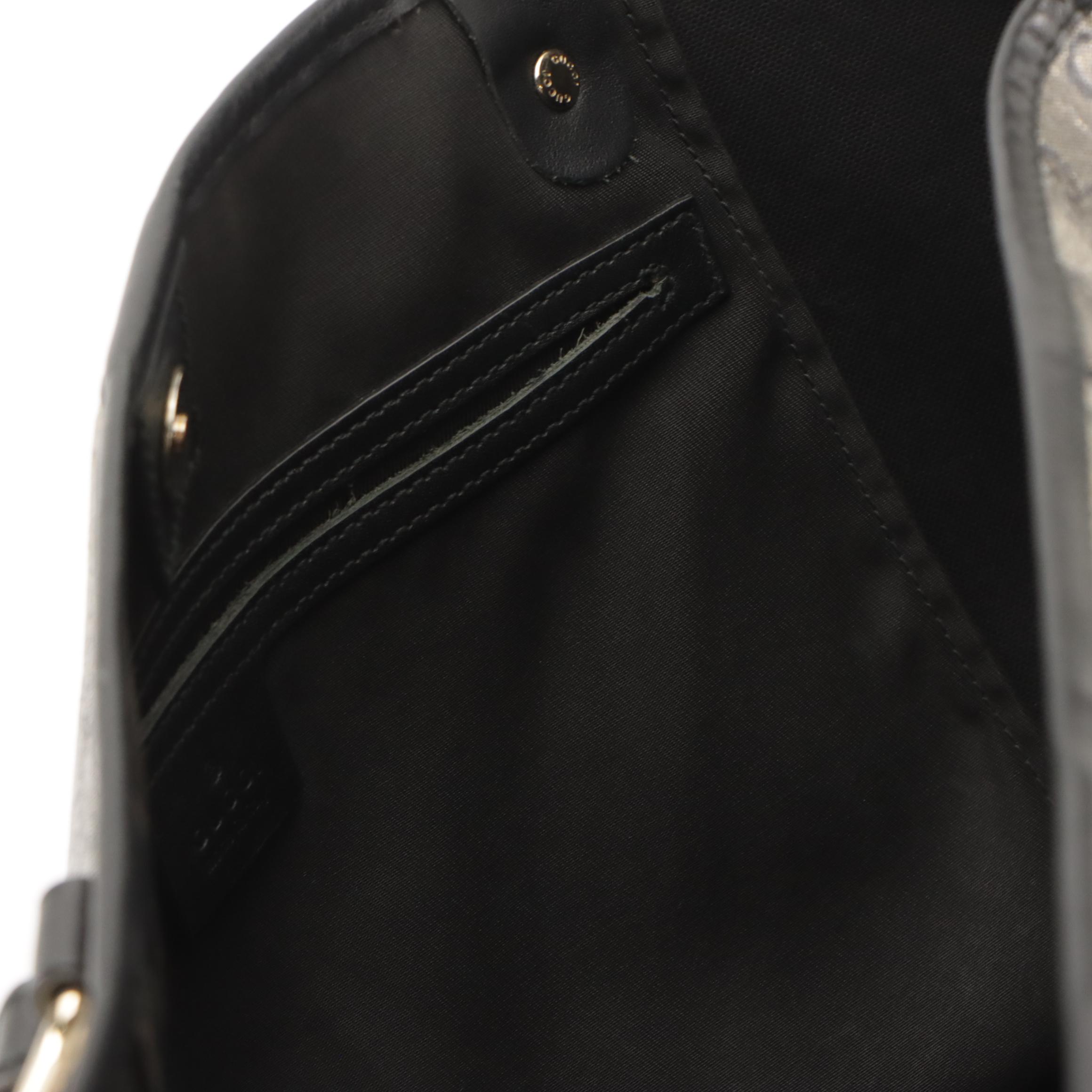 Gucci GG Crystal Monogram Joy Tote with Black Leather Trim