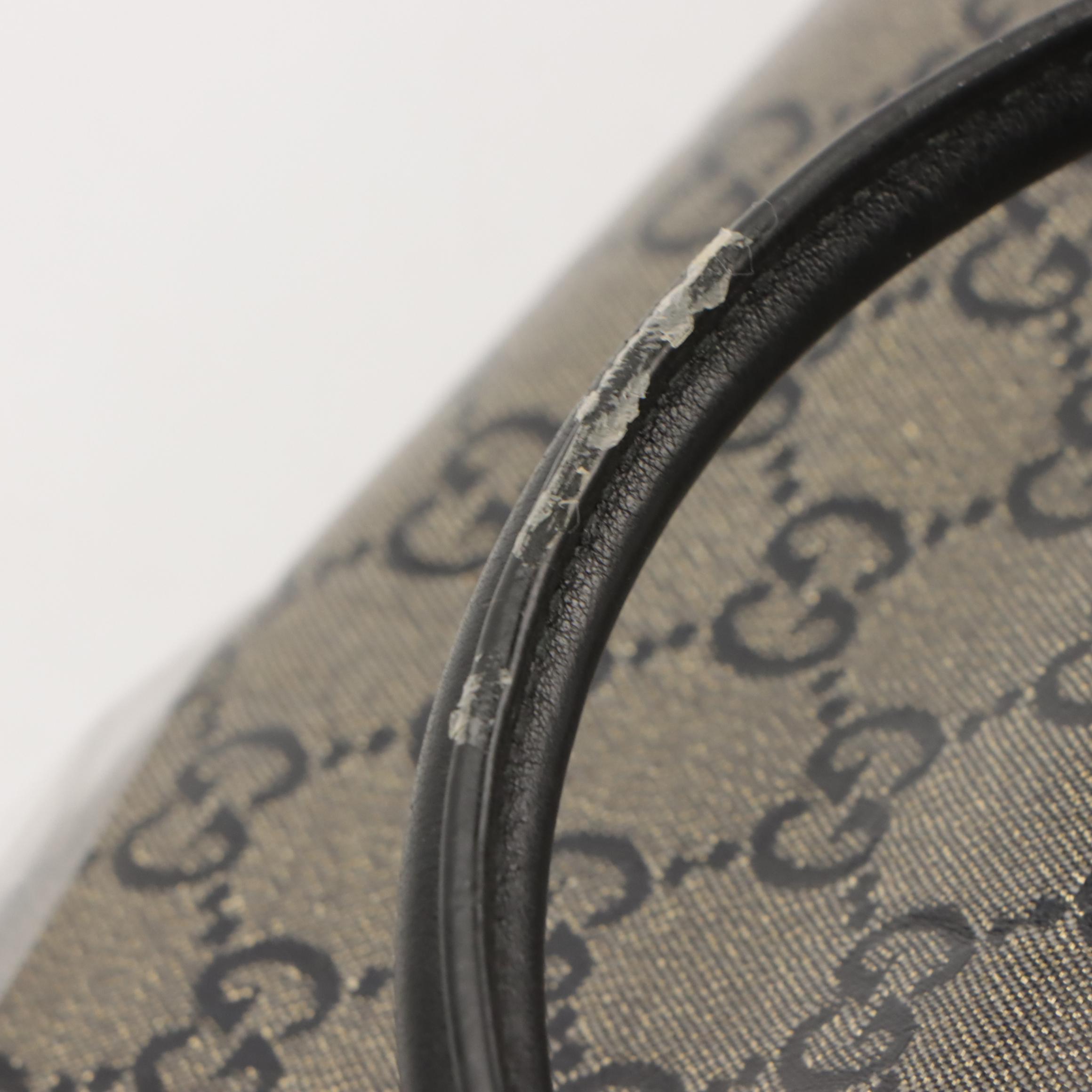 Gucci GG Crystal Monogram Joy Tote with Black Leather Trim