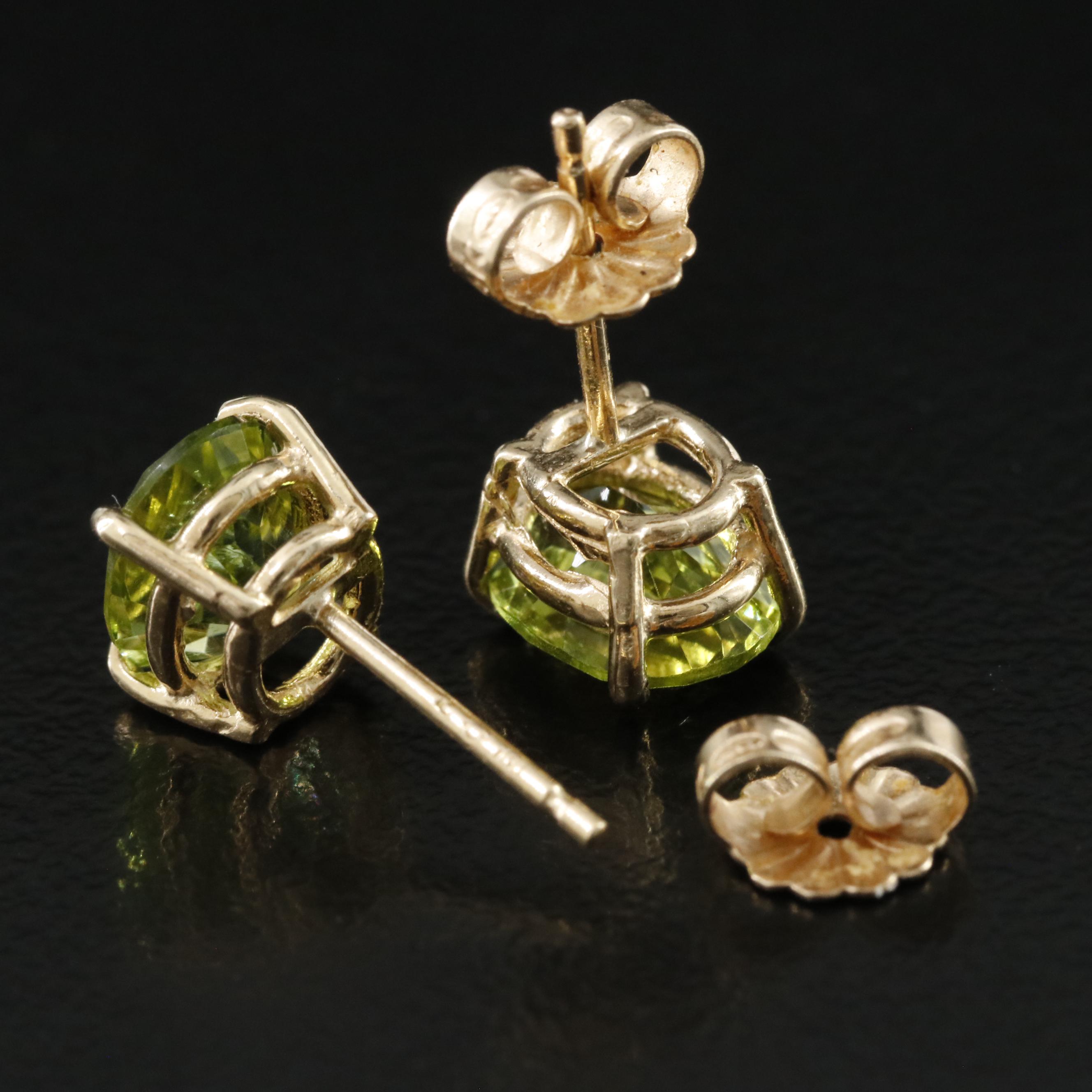 14K Peridot Stud Earrings