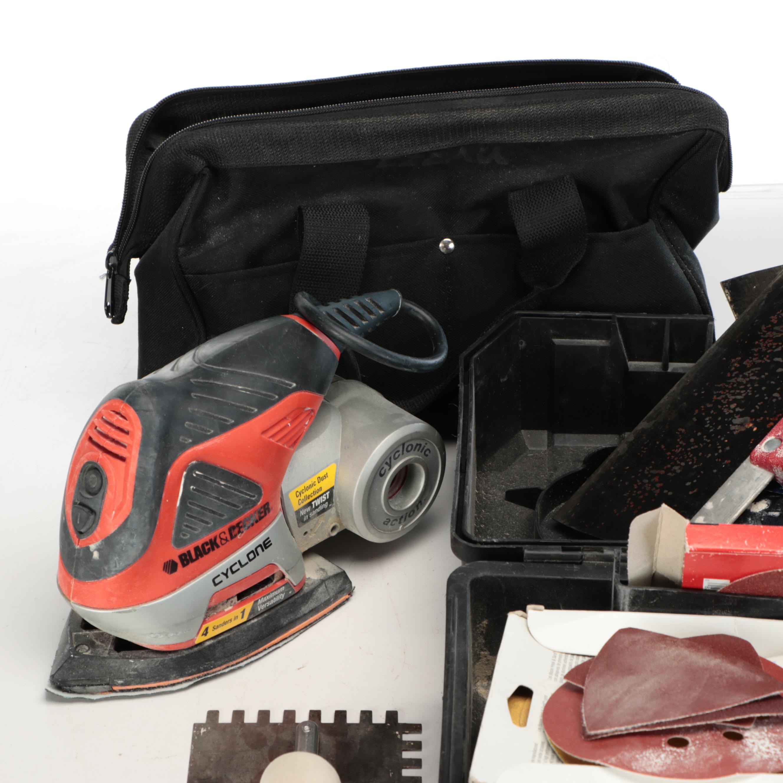 Black+Decker Cyclone Hand Sander with Other Tools and Accessories