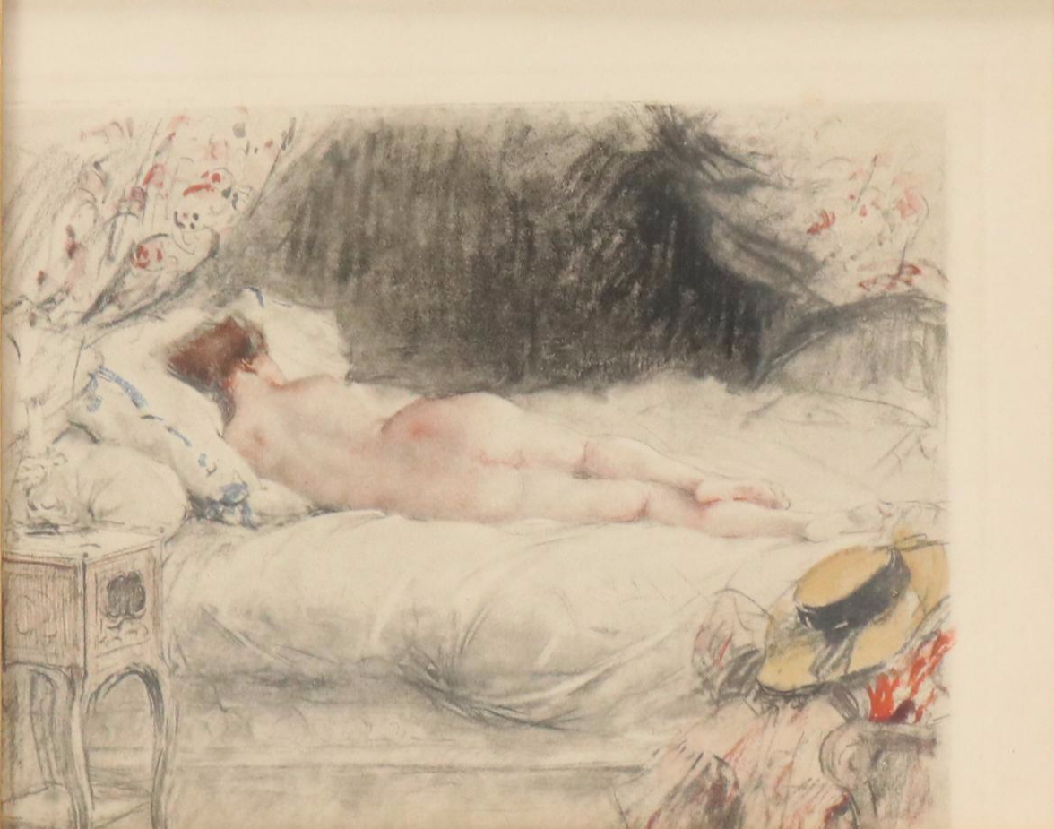 Antoine Calbet Lithograph of Reclining Nude, 20th Century