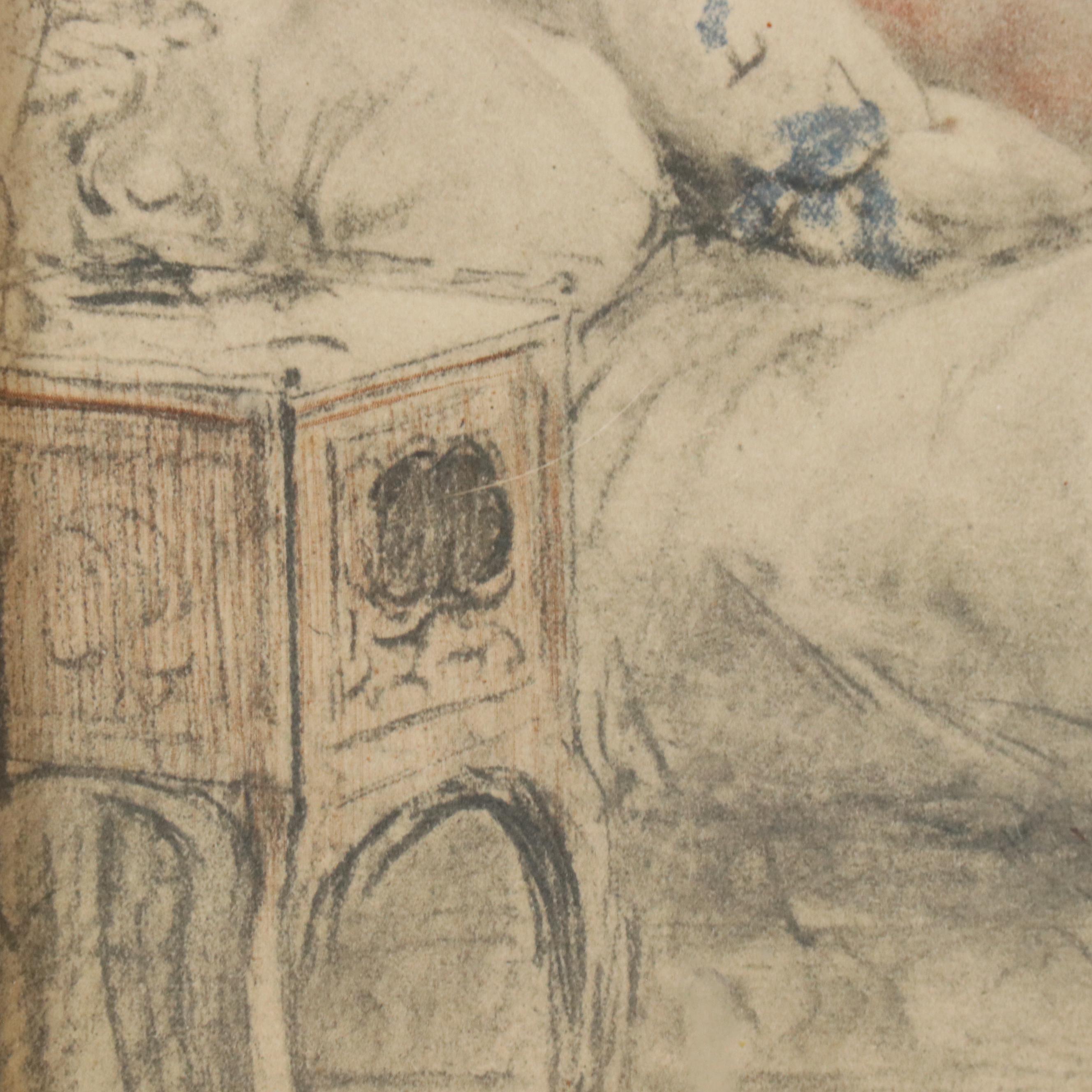 Antoine Calbet Lithograph of Reclining Nude, 20th Century