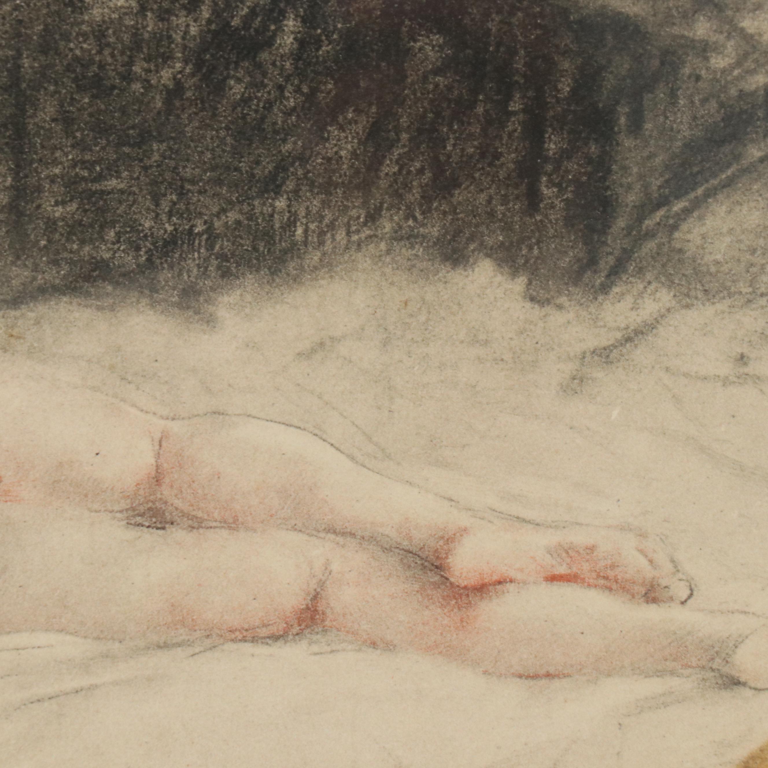Antoine Calbet Lithograph of Reclining Nude, 20th Century