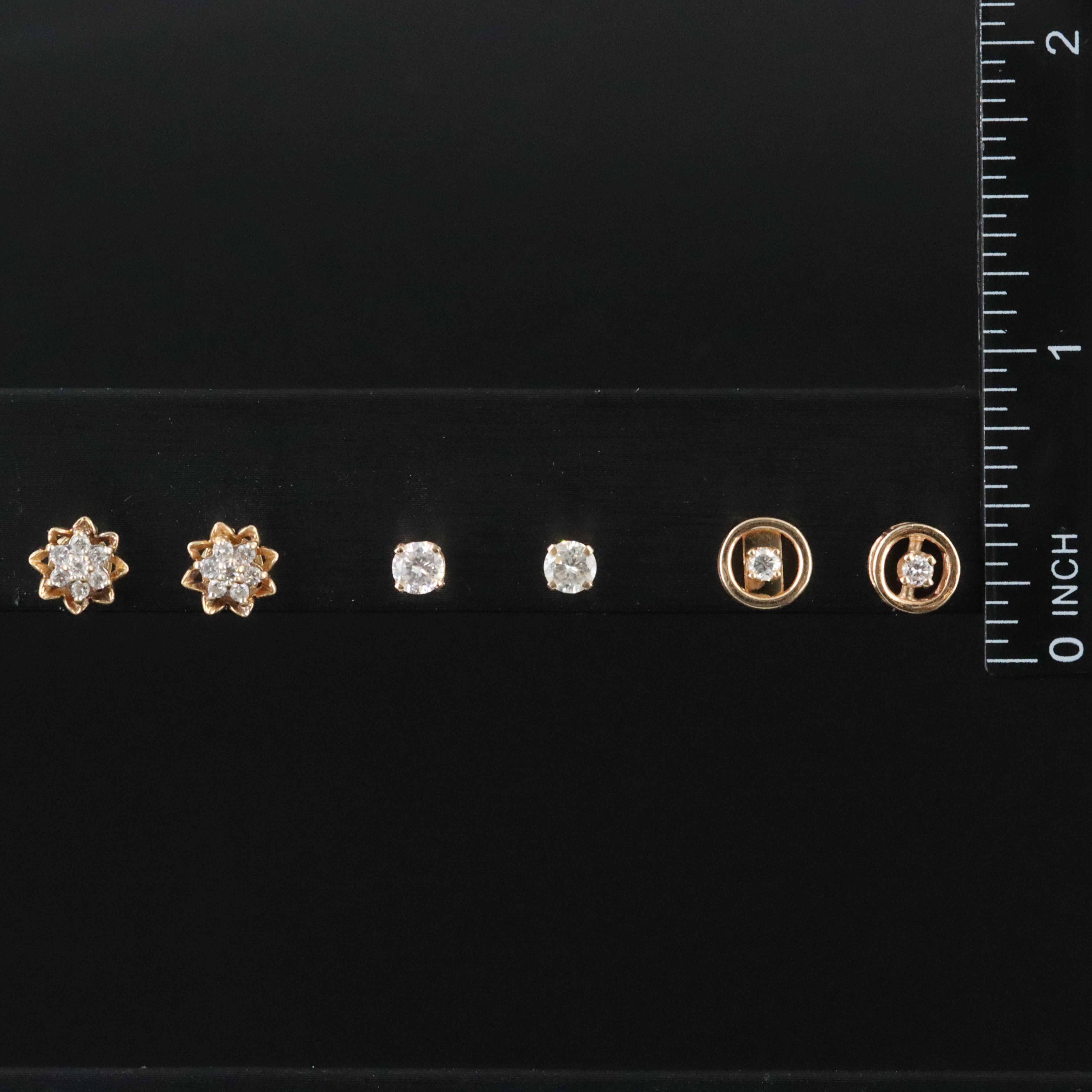 14K 1.00 CTW Diamond Earring Trio