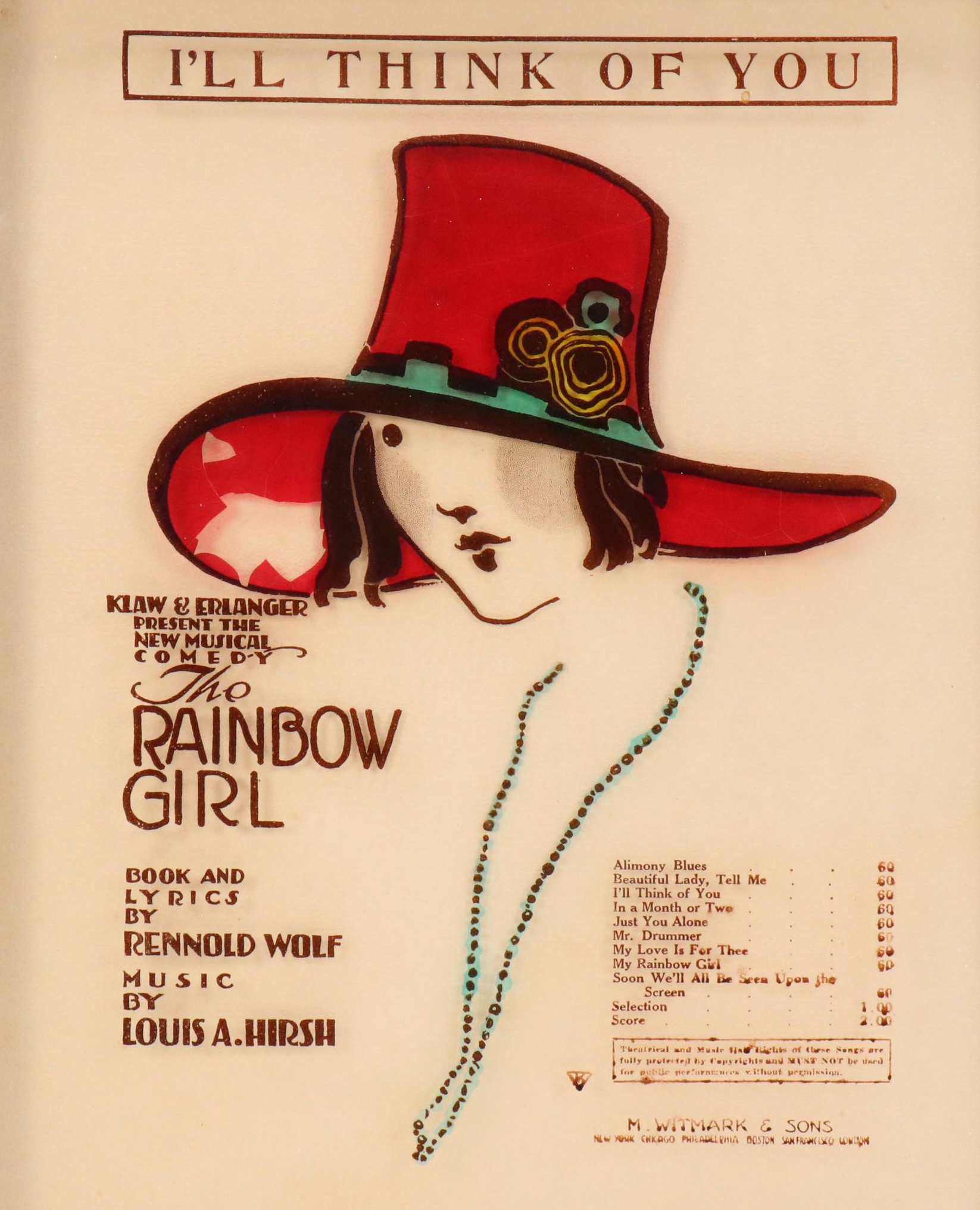 Reverse Glass Image Transfer "The Rainbow Girl," Mid-20th Century