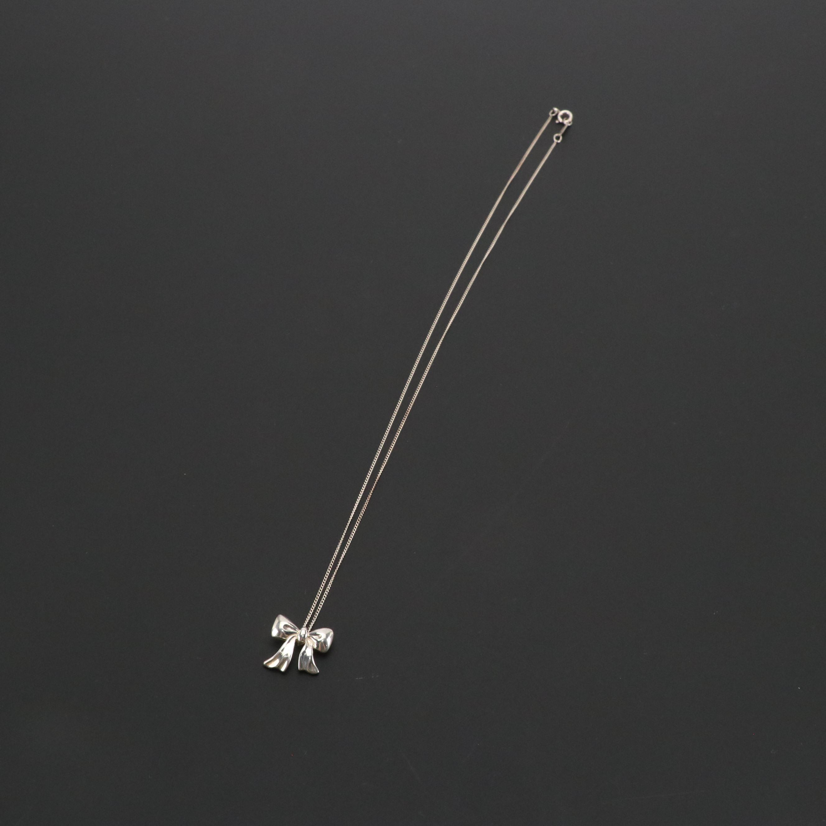 Tiffany & Co. Sterling Ribbon Bow Necklace