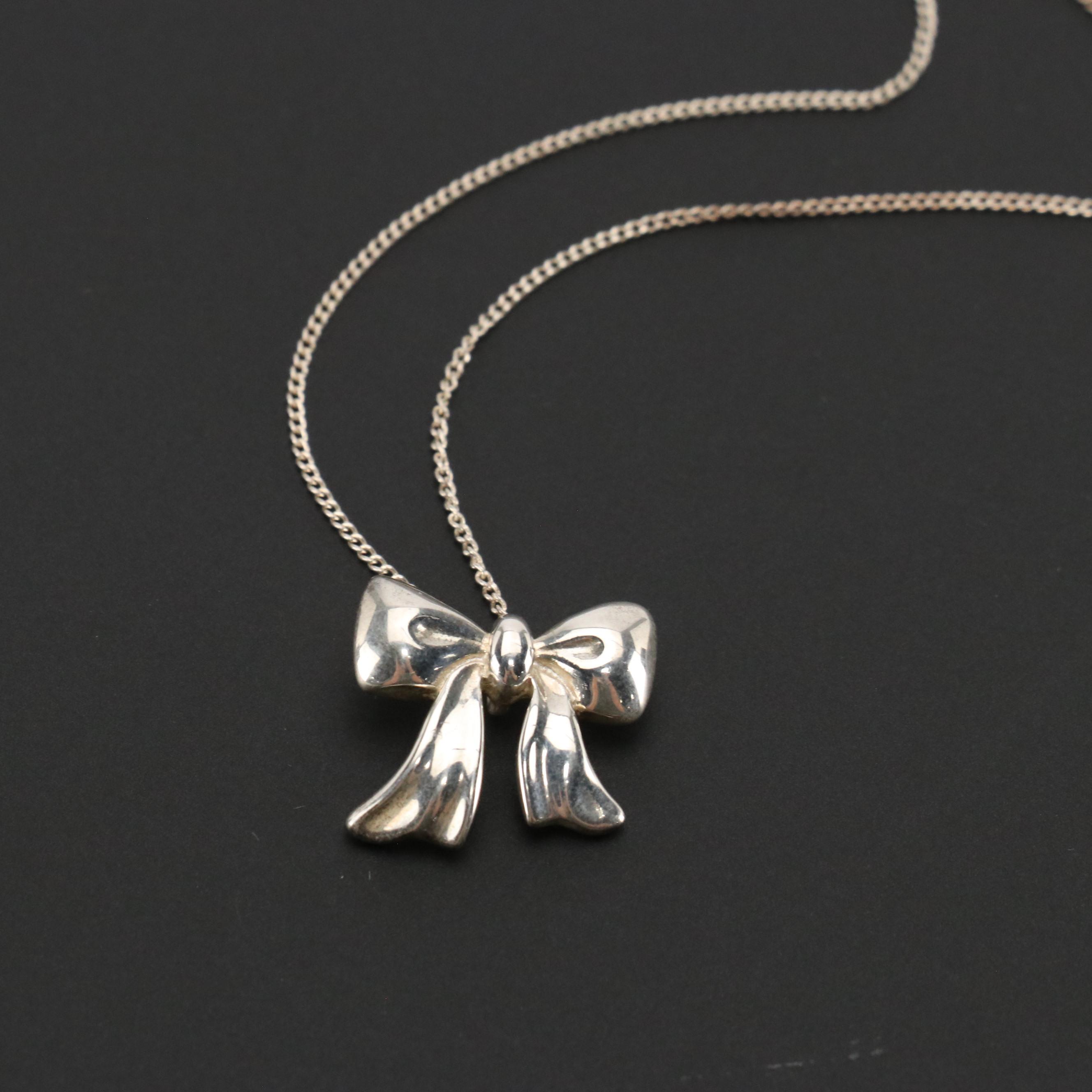 Tiffany & Co. Sterling Ribbon Bow Necklace