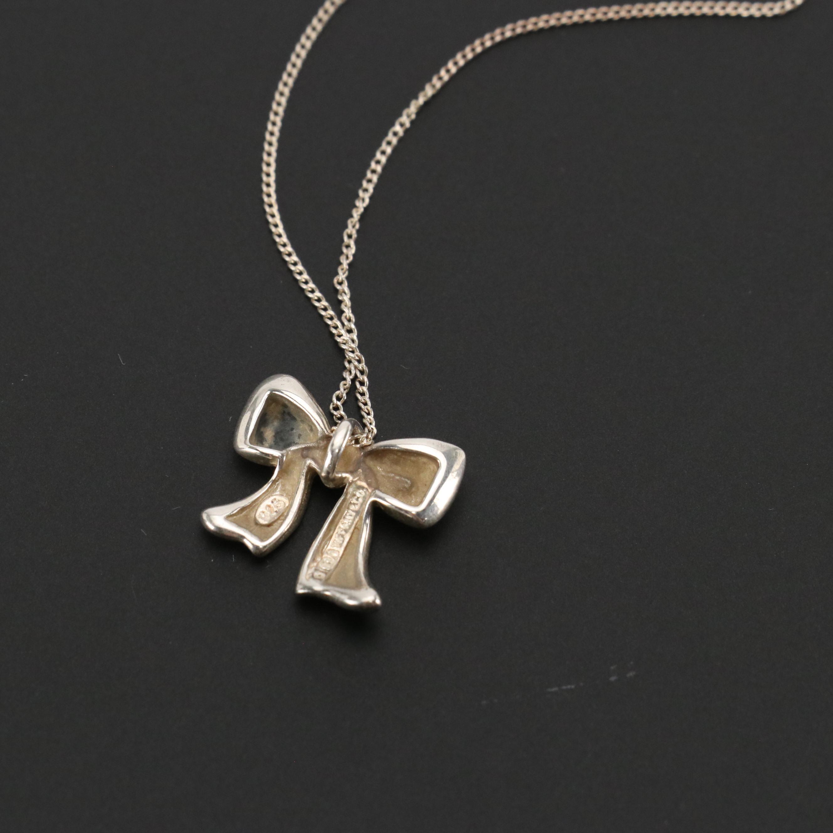 Tiffany & Co. Sterling Ribbon Bow Necklace