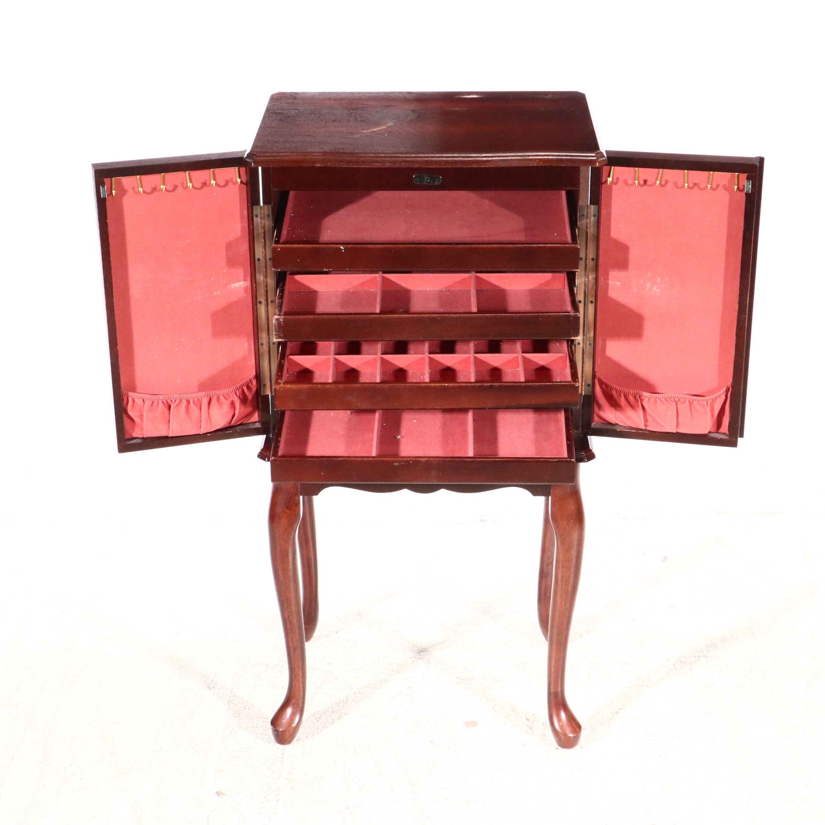 Powell Queen Anne Style Mahogany Jewelry Armoire