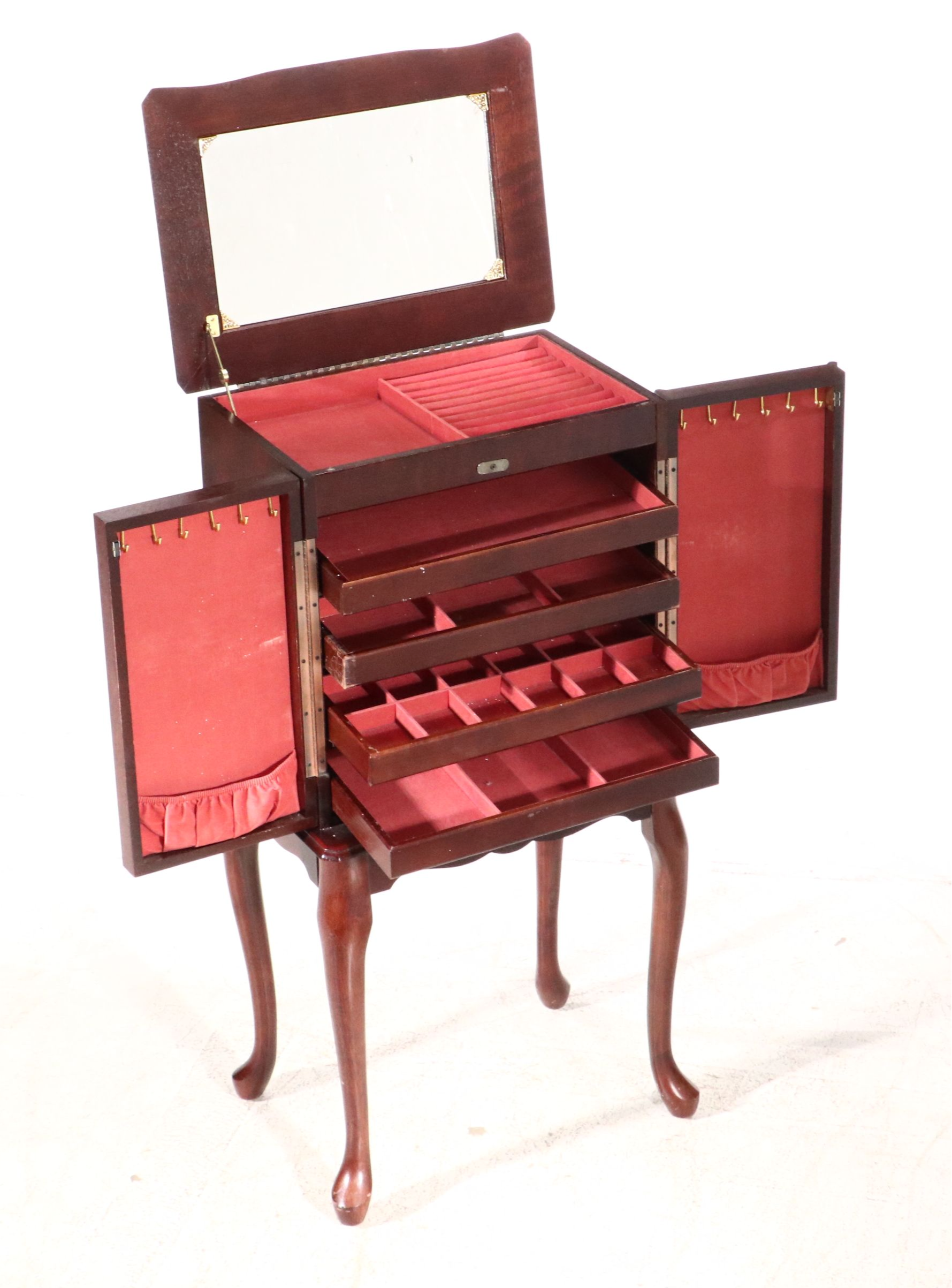 Powell Queen Anne Style Mahogany Jewelry Armoire