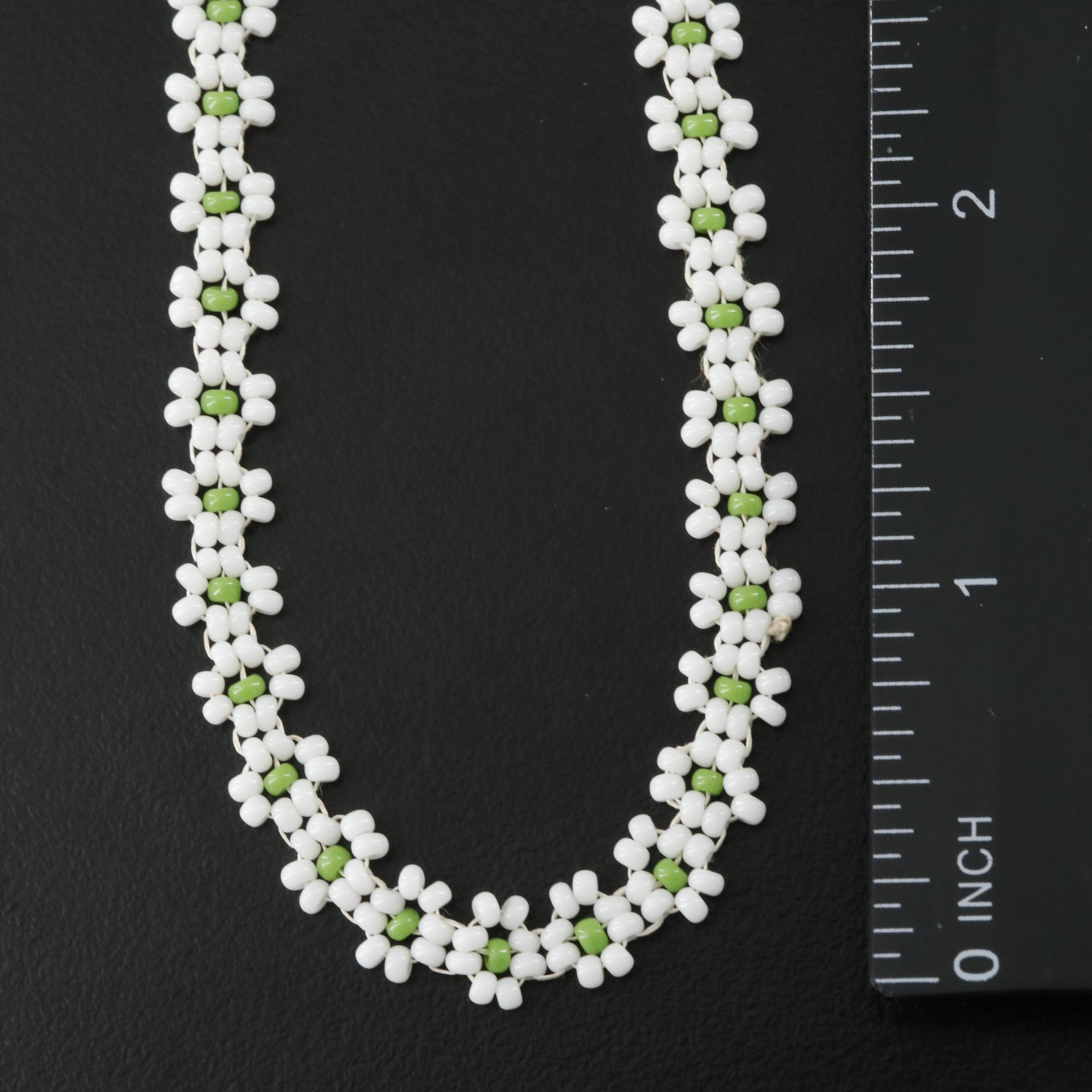 Vintage Glass Seed Bead Floral Necklace