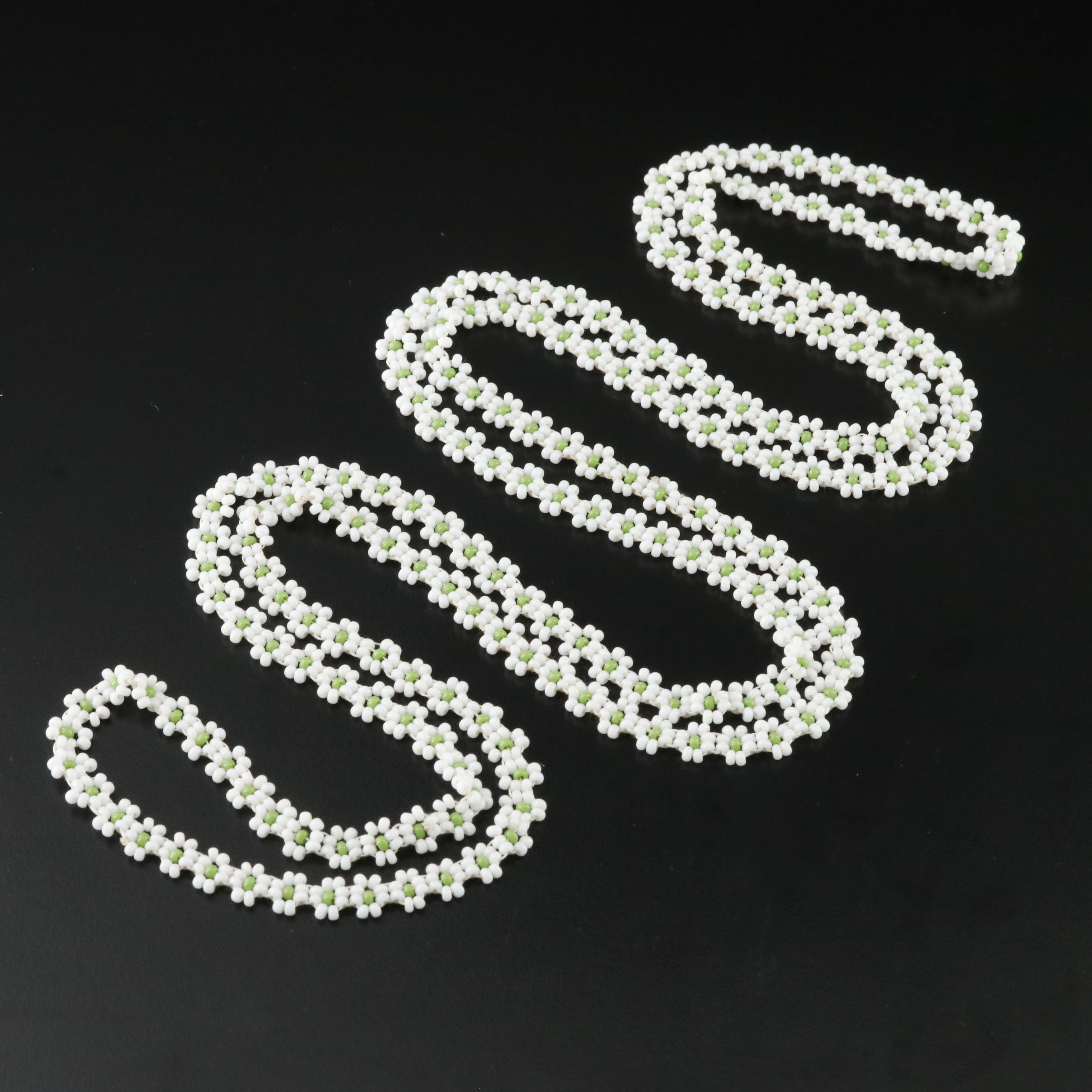 Vintage Glass Seed Bead Floral Necklace