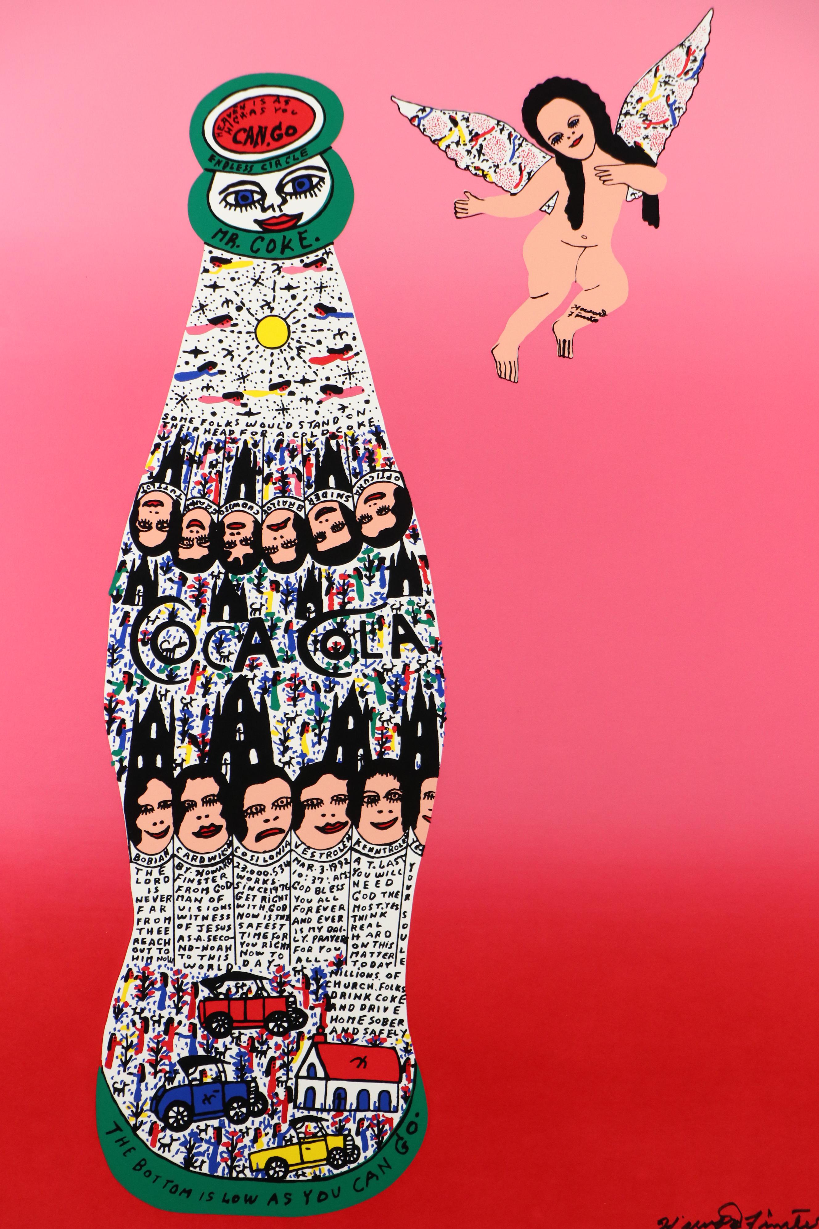 Howard Finster Serigraph "Angel Baby with Coca Cola," 1996