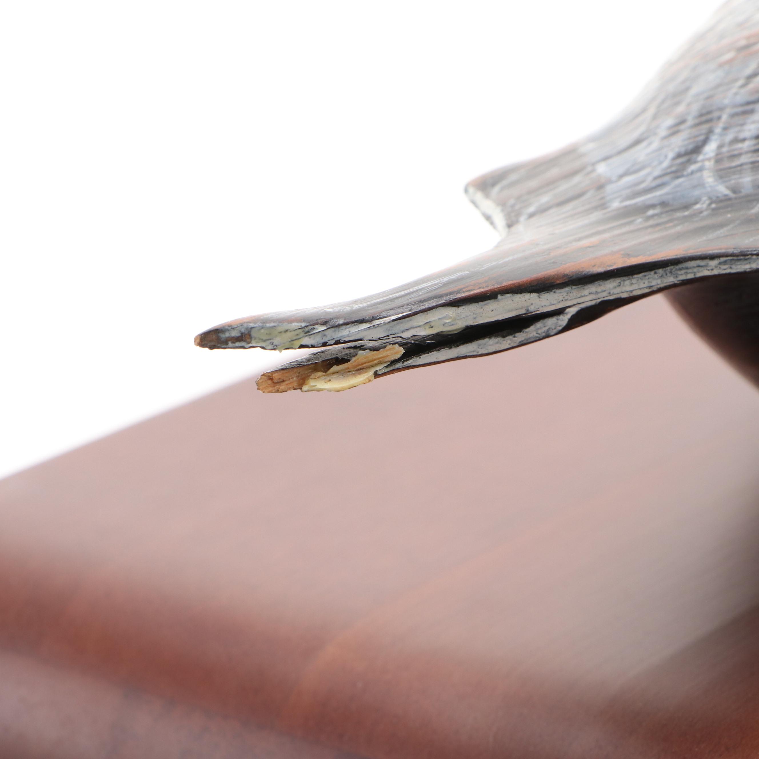 Patrick O'Rear Carved Wood Open Mouth Pintail Duck Decoy with Stand, 1982
