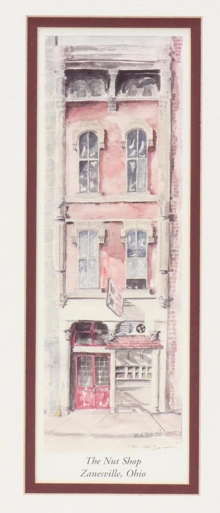 Mary Ann Bucci Offset Lithograph "The Nut Shop, Zanesville, Ohio"