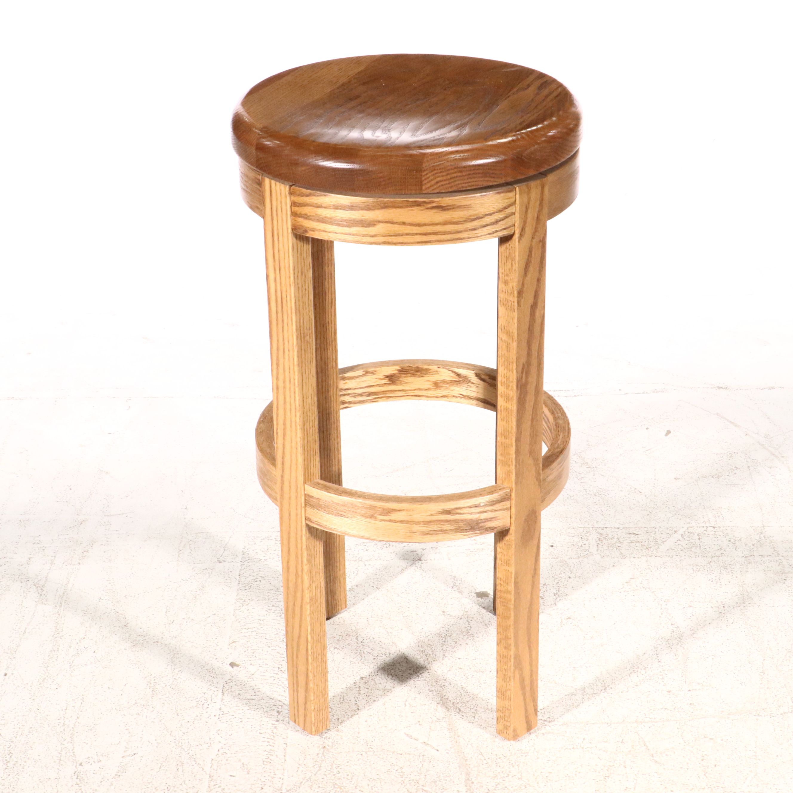 Three Oak Swivel Barstools, 21st Century