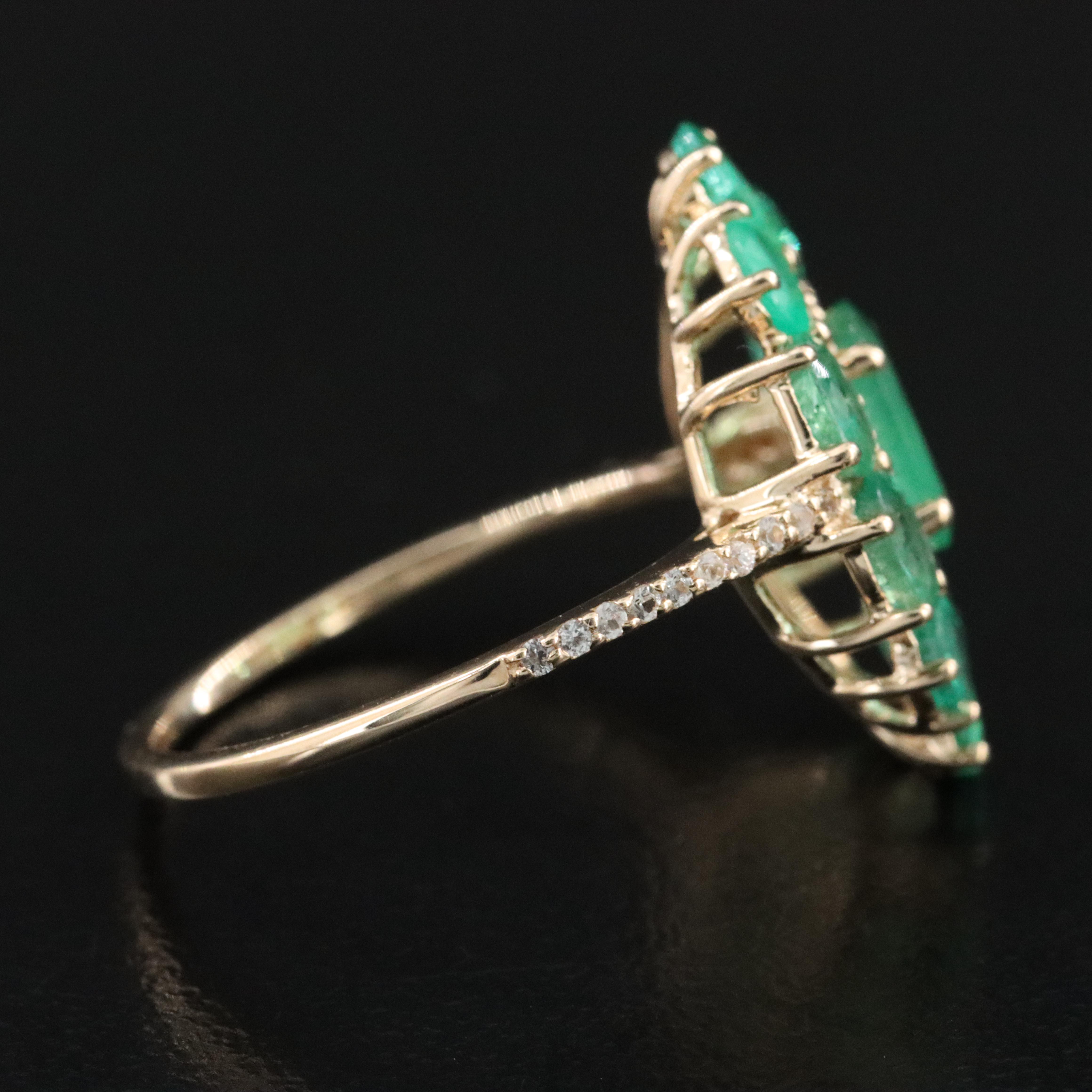 14K Emerald and White Sapphire Ring