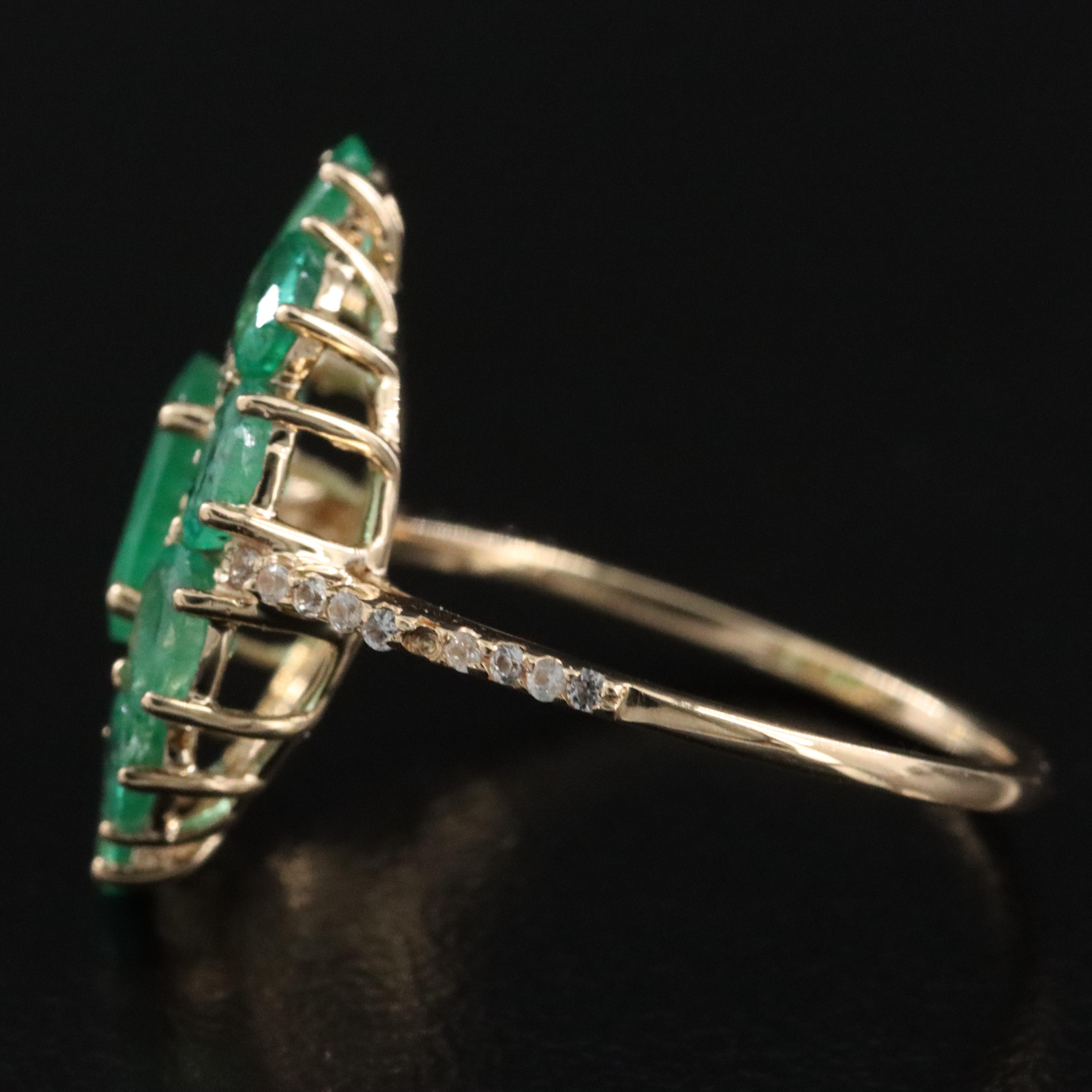 14K Emerald and White Sapphire Ring
