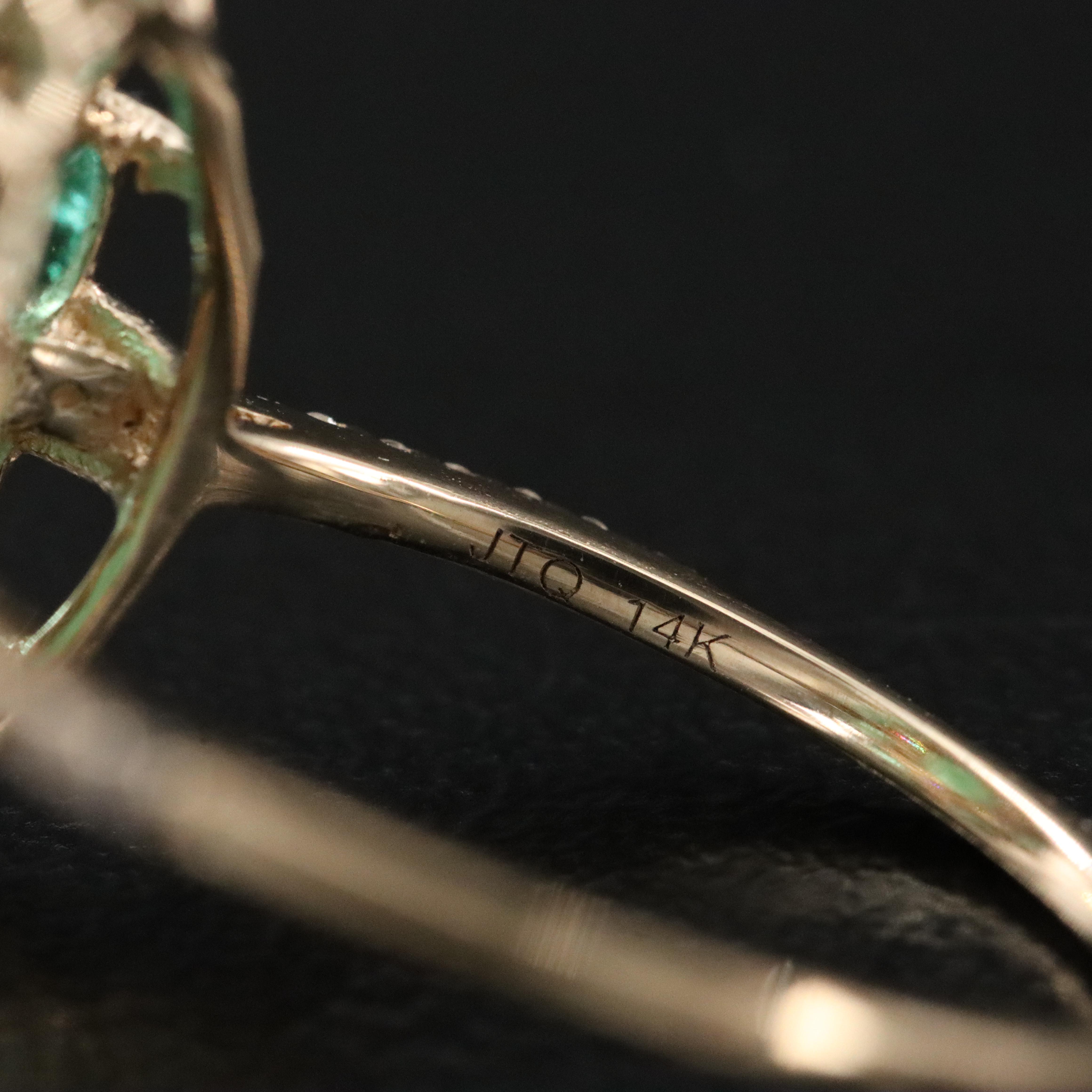 14K Emerald and White Sapphire Ring