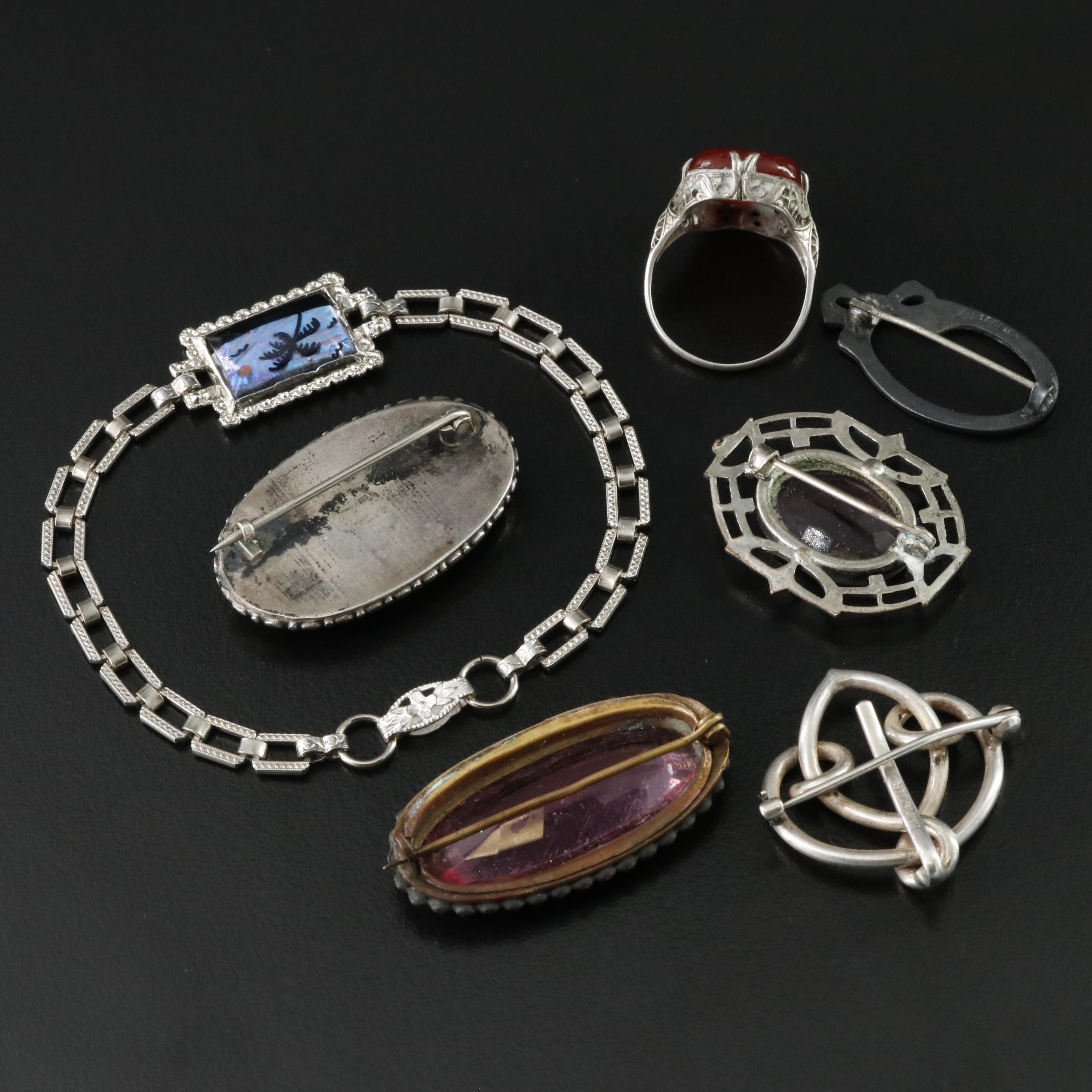 Vintage & Antique Jewelry Collection Including Blue Morpho Butterfly & Sterling