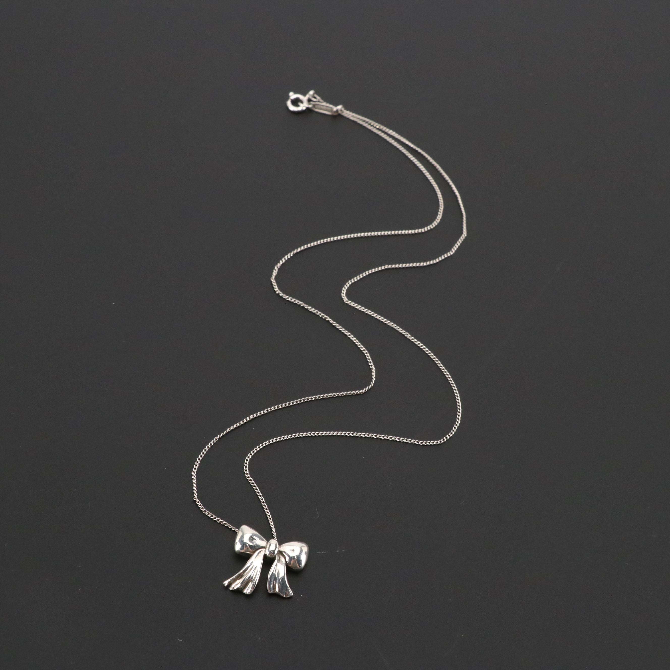Tiffany & Co. Sterling Ribbon Bow Necklace