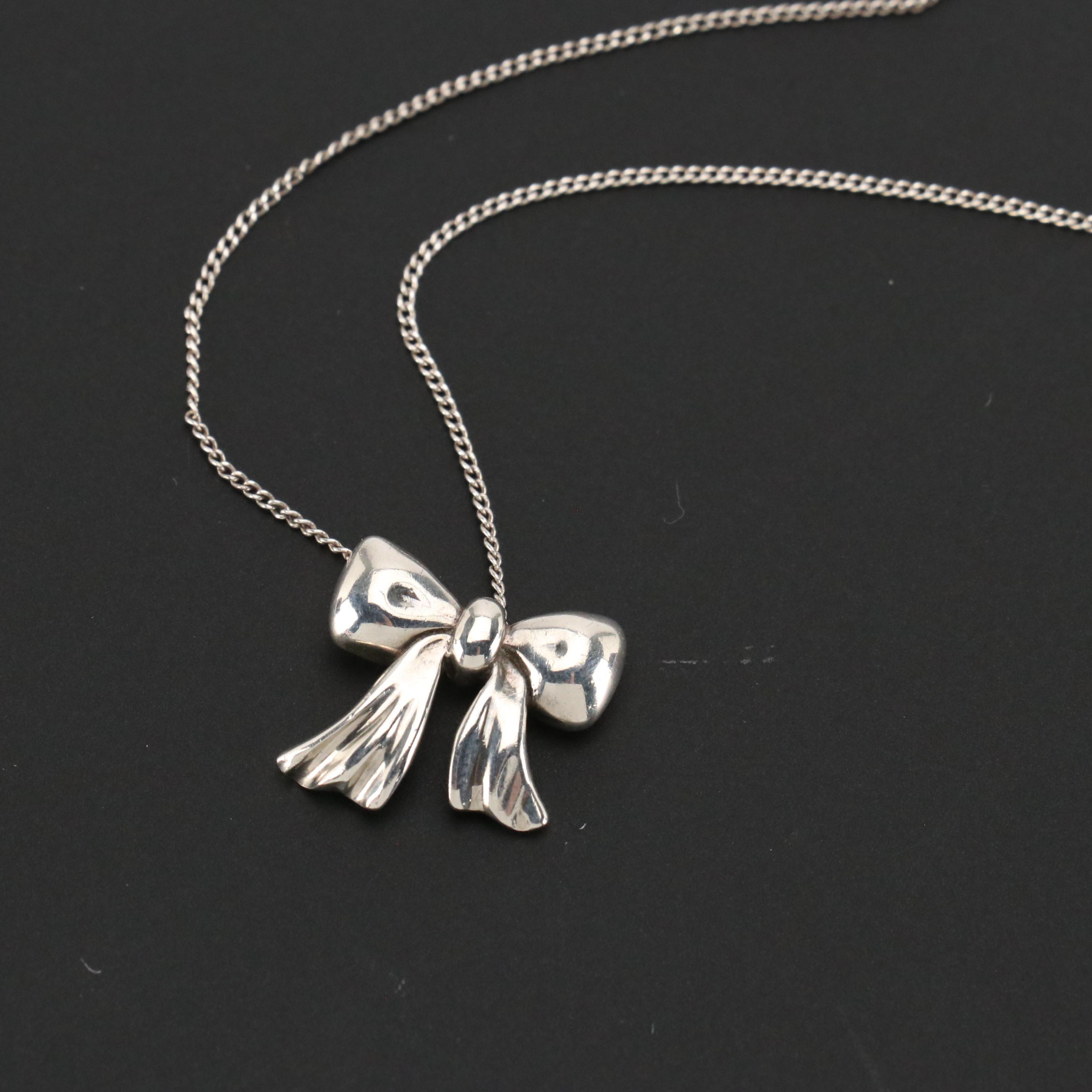 Tiffany & Co. Sterling Ribbon Bow Necklace