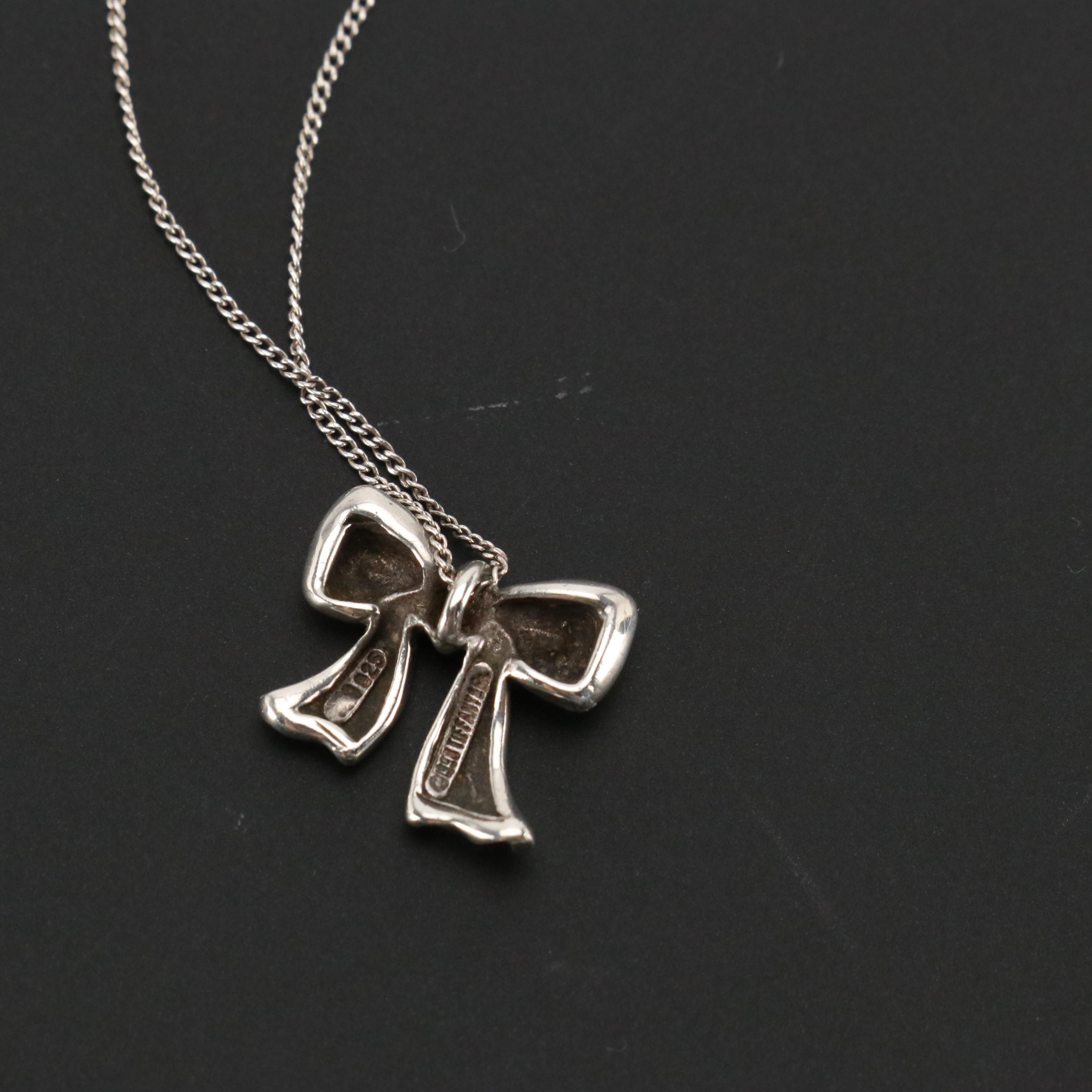 Tiffany & Co. Sterling Ribbon Bow Necklace