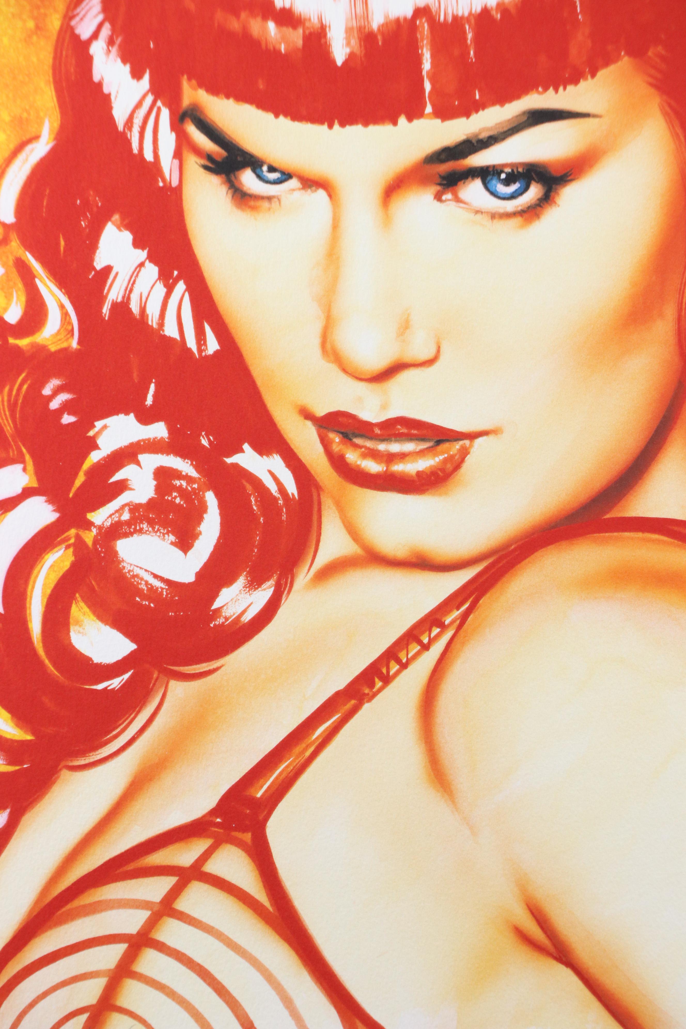 Olivia De Berardinis Stylized Pin-Up Giclée "Bettie Page," 21st Century