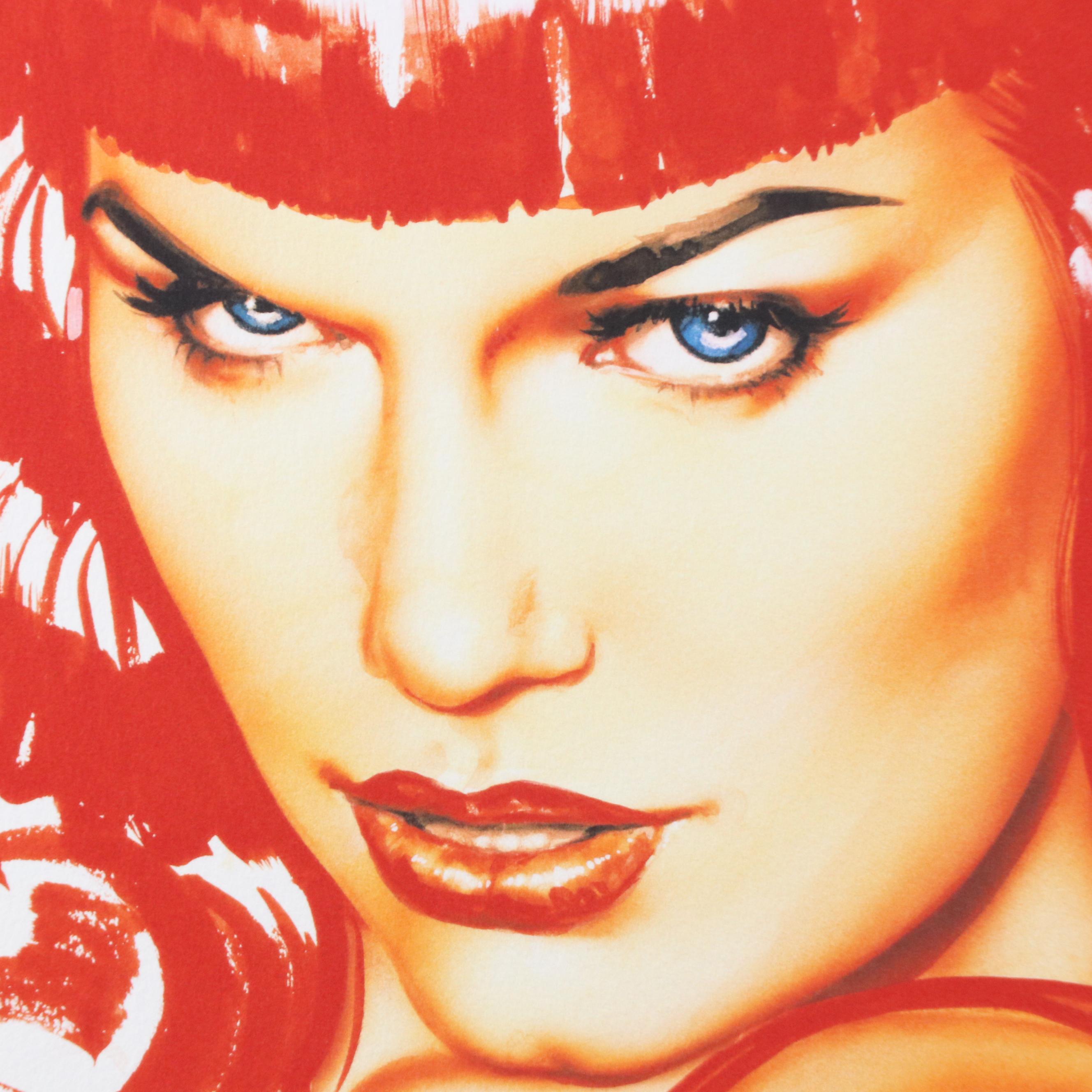 Olivia De Berardinis Stylized Pin-Up Giclée "Bettie Page," 21st Century