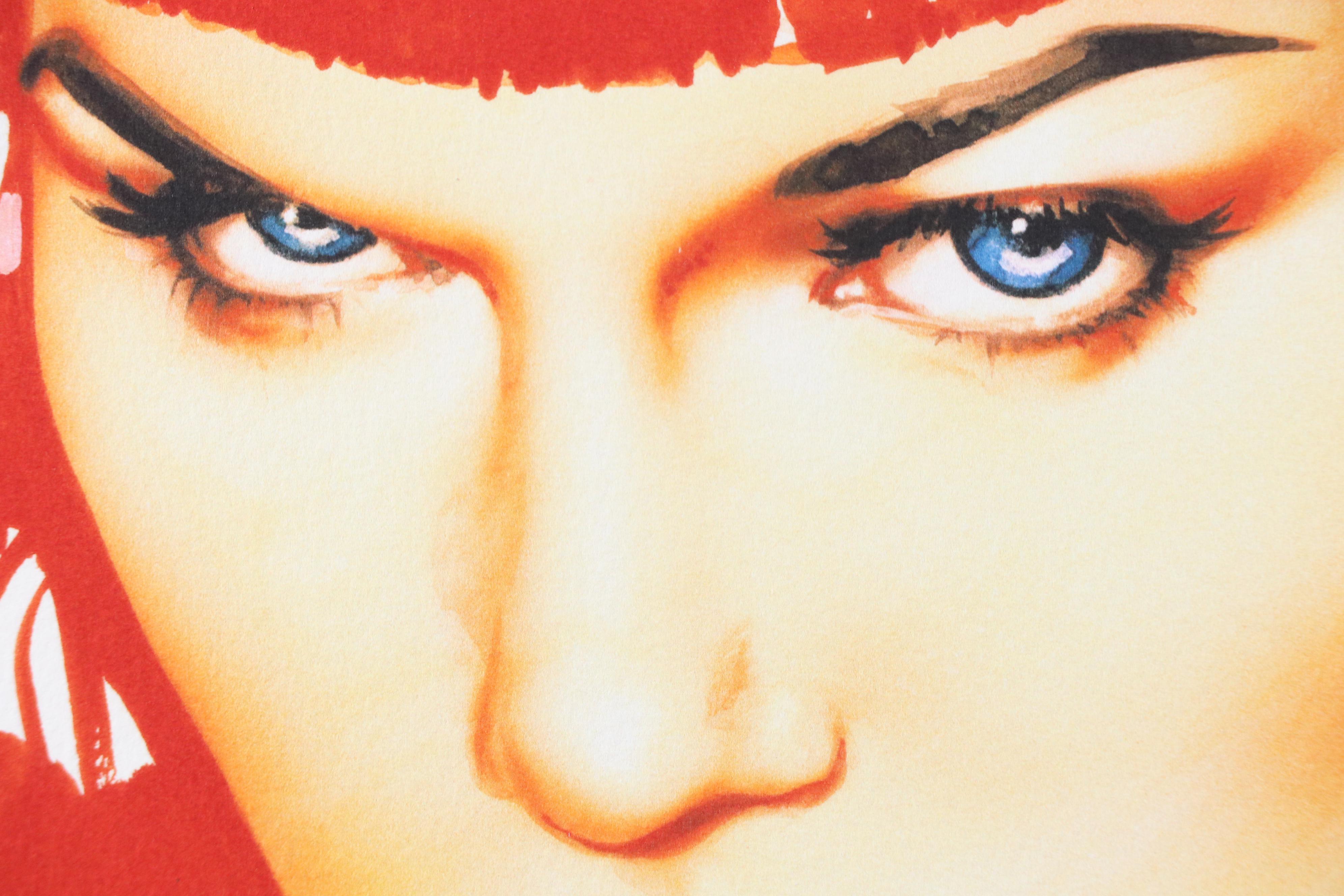 Olivia De Berardinis Stylized Pin-Up Giclée "Bettie Page," 21st Century