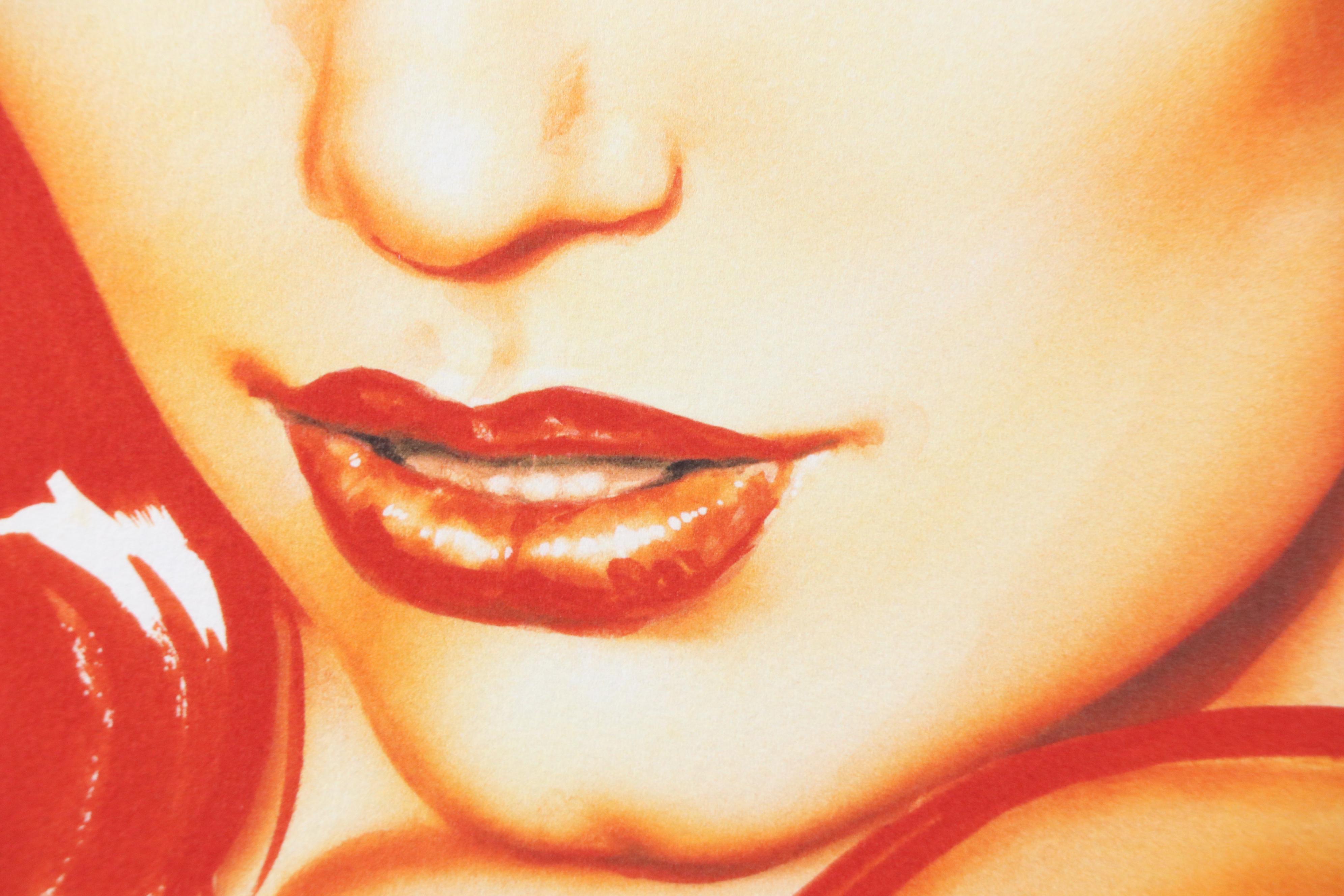 Olivia De Berardinis Stylized Pin-Up Giclée "Bettie Page," 21st Century