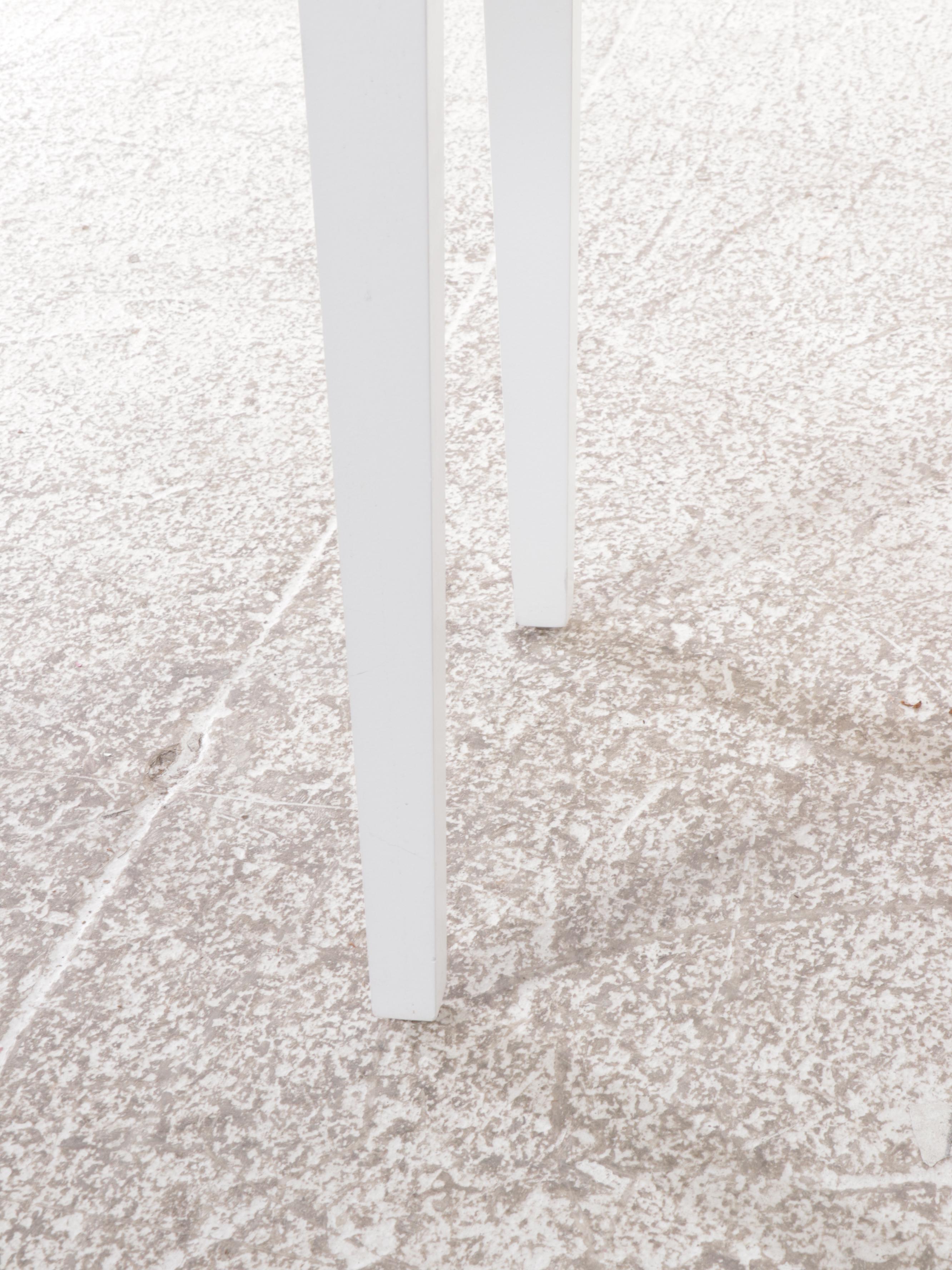 White Painted Wood Desk and Caned Side Chair