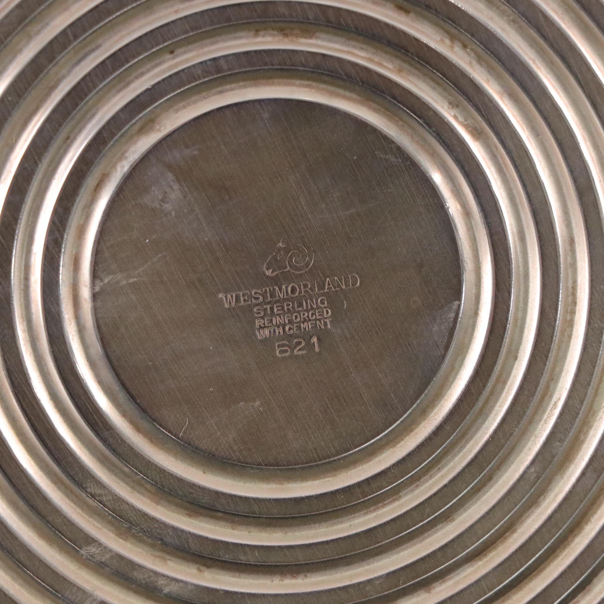 Pair of Westmoreland Weighted Sterling Candleholders with Other Tableware