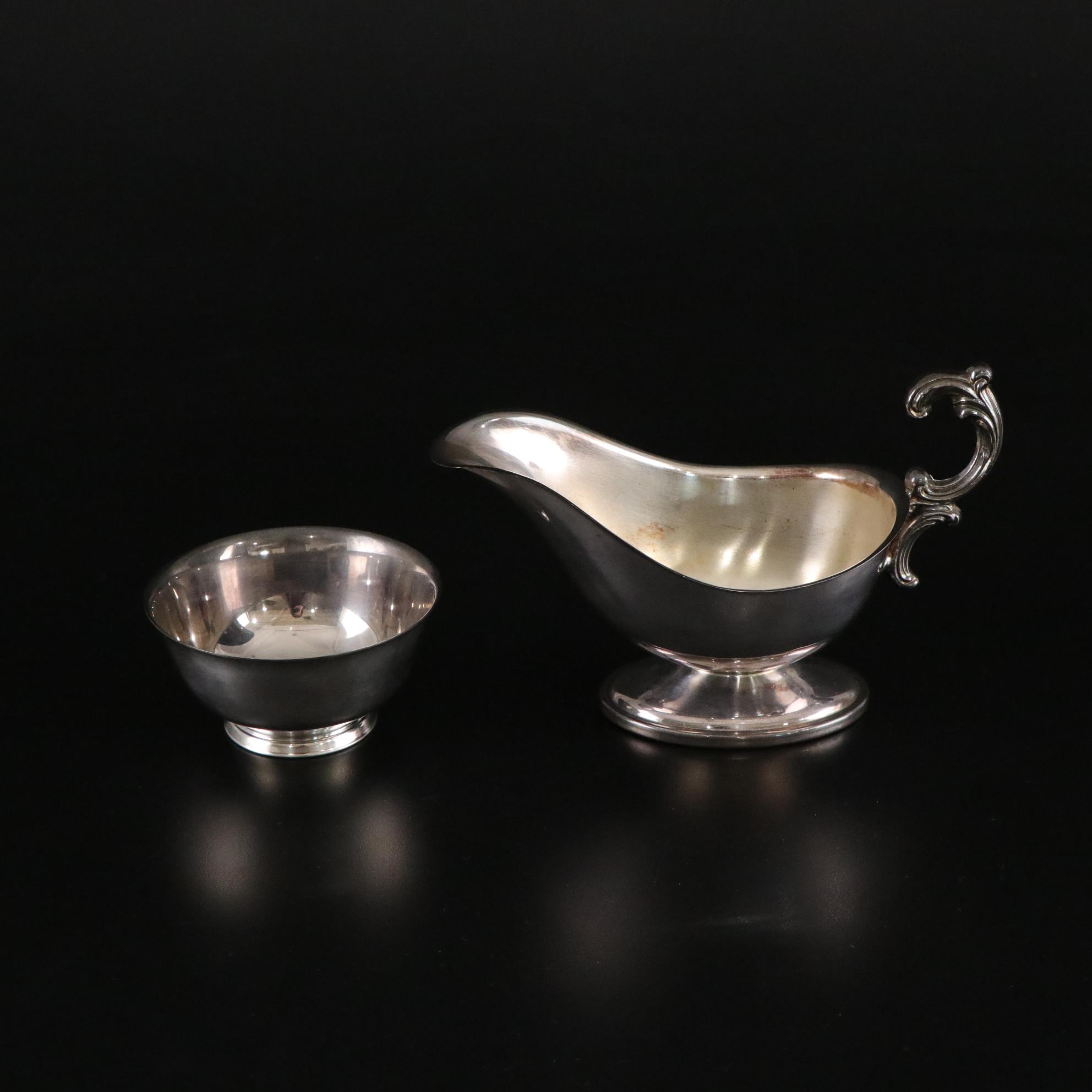Pair of Westmoreland Weighted Sterling Candleholders with Other Tableware