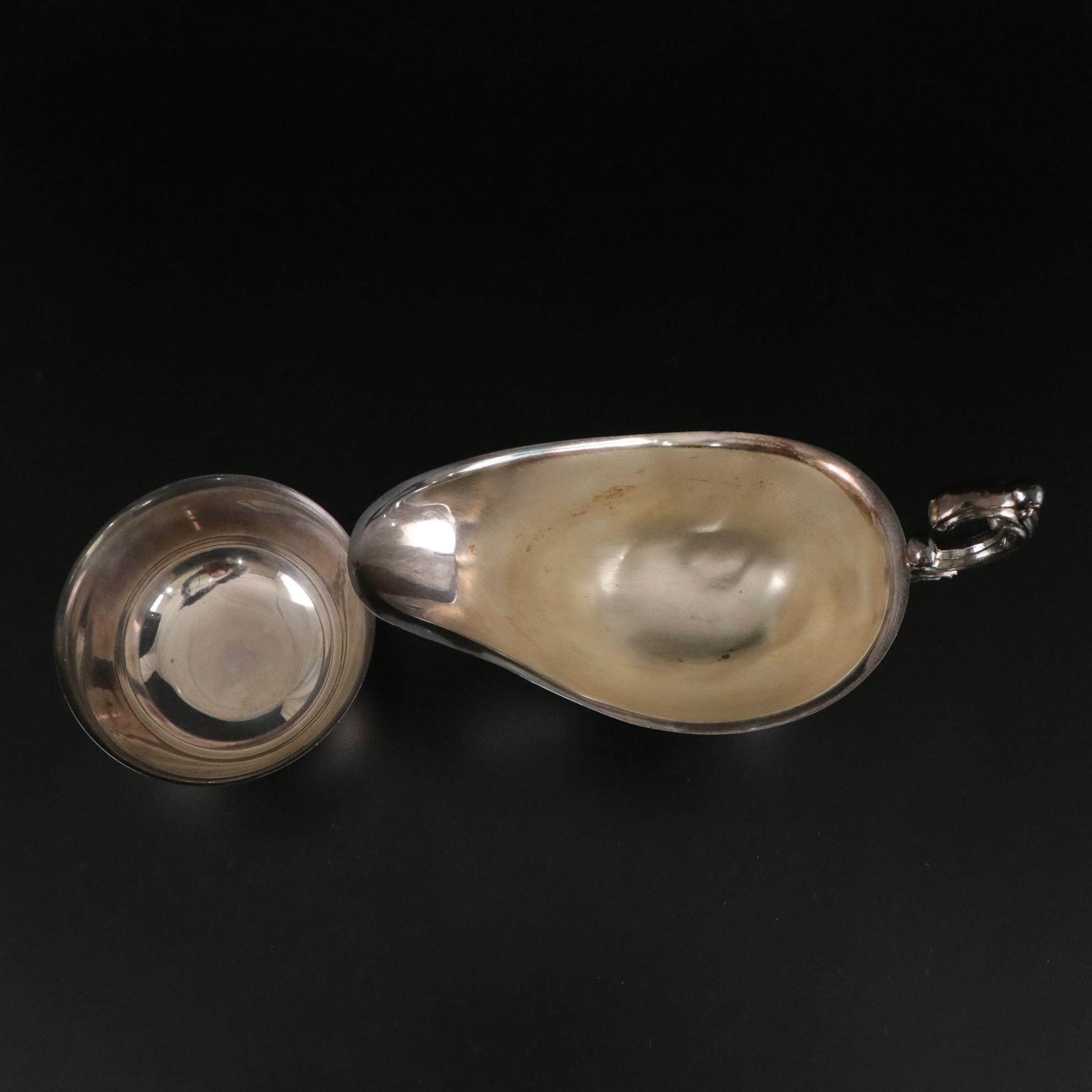 Pair of Westmoreland Weighted Sterling Candleholders with Other Tableware