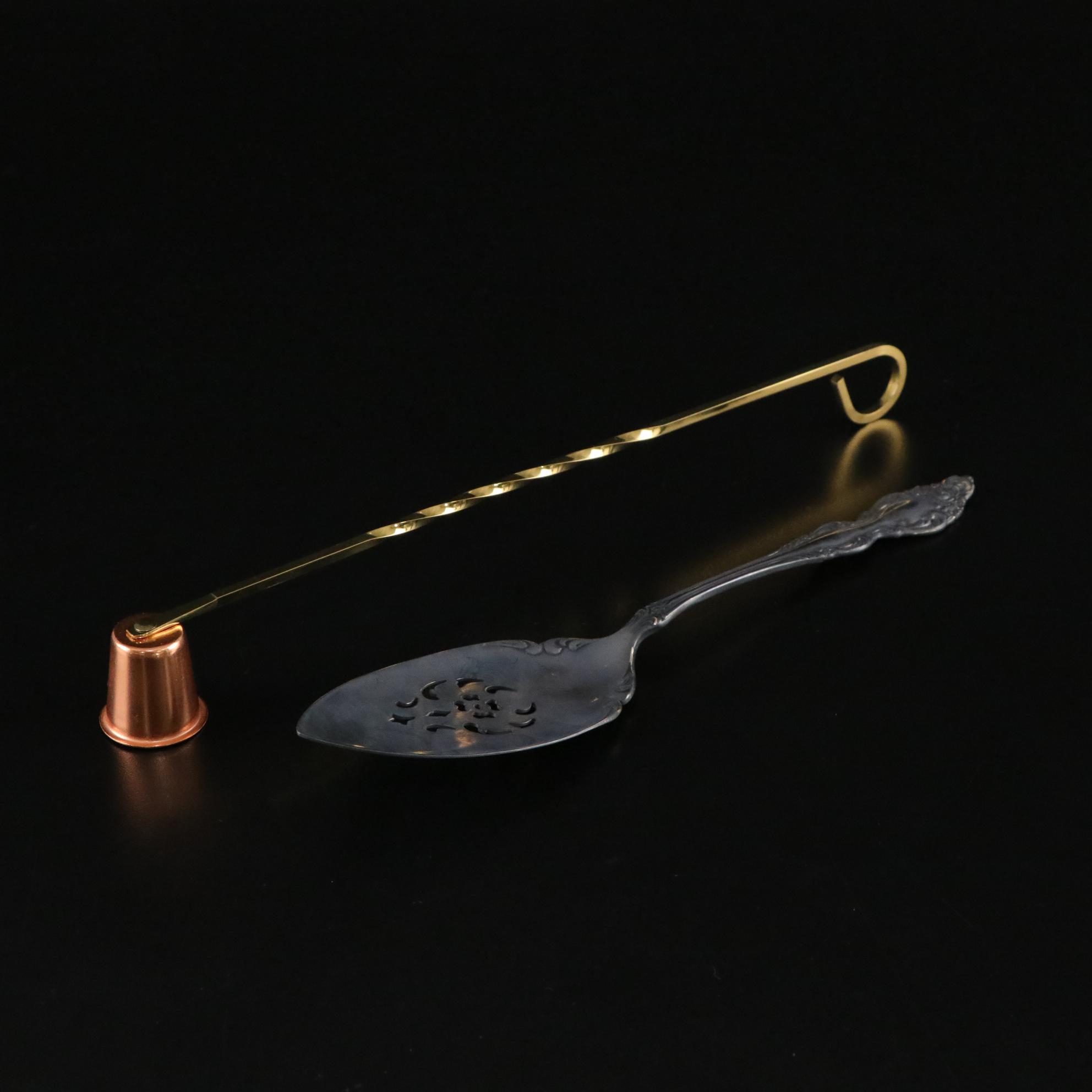 Pair of Westmoreland Weighted Sterling Candleholders with Other Tableware