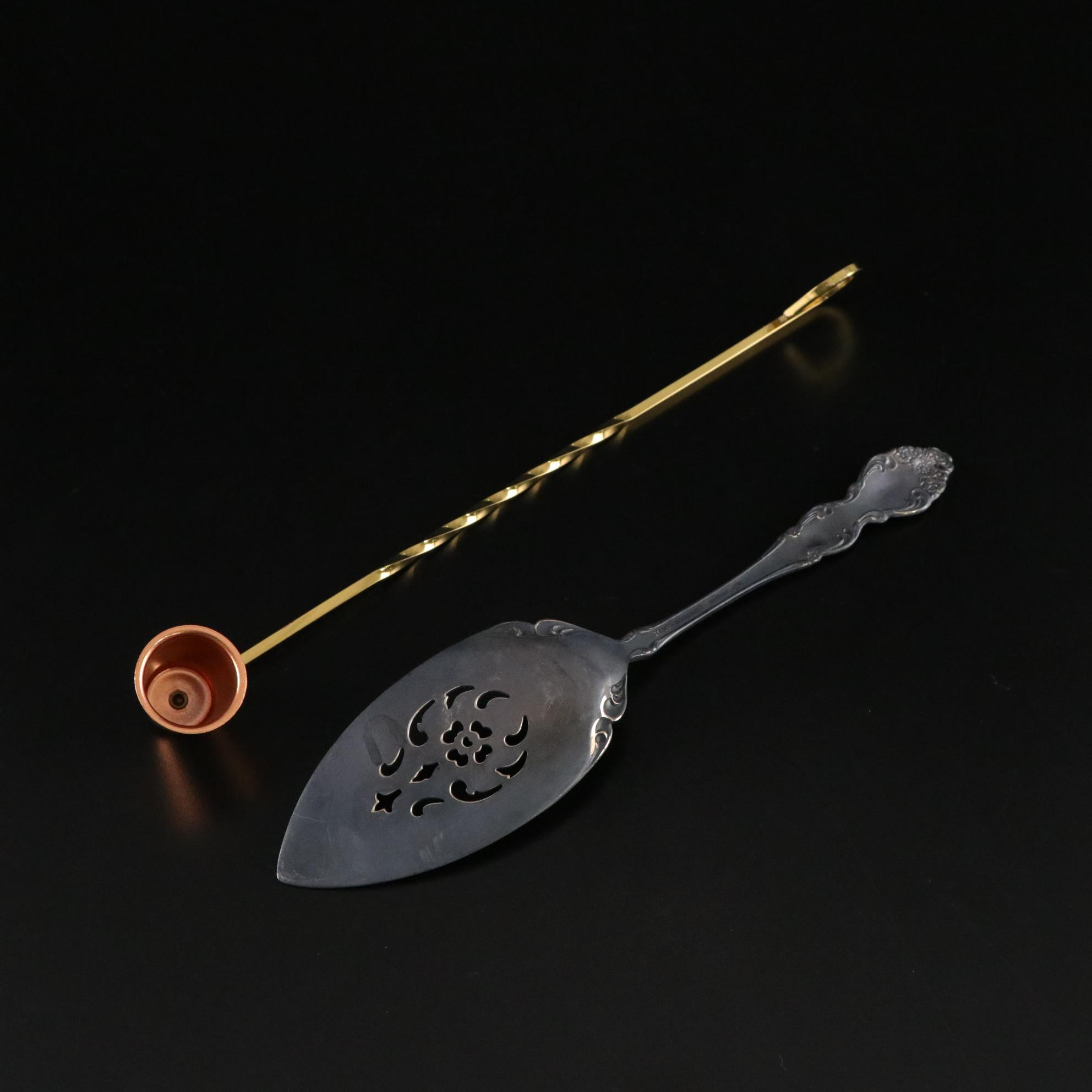 Pair of Westmoreland Weighted Sterling Candleholders with Other Tableware