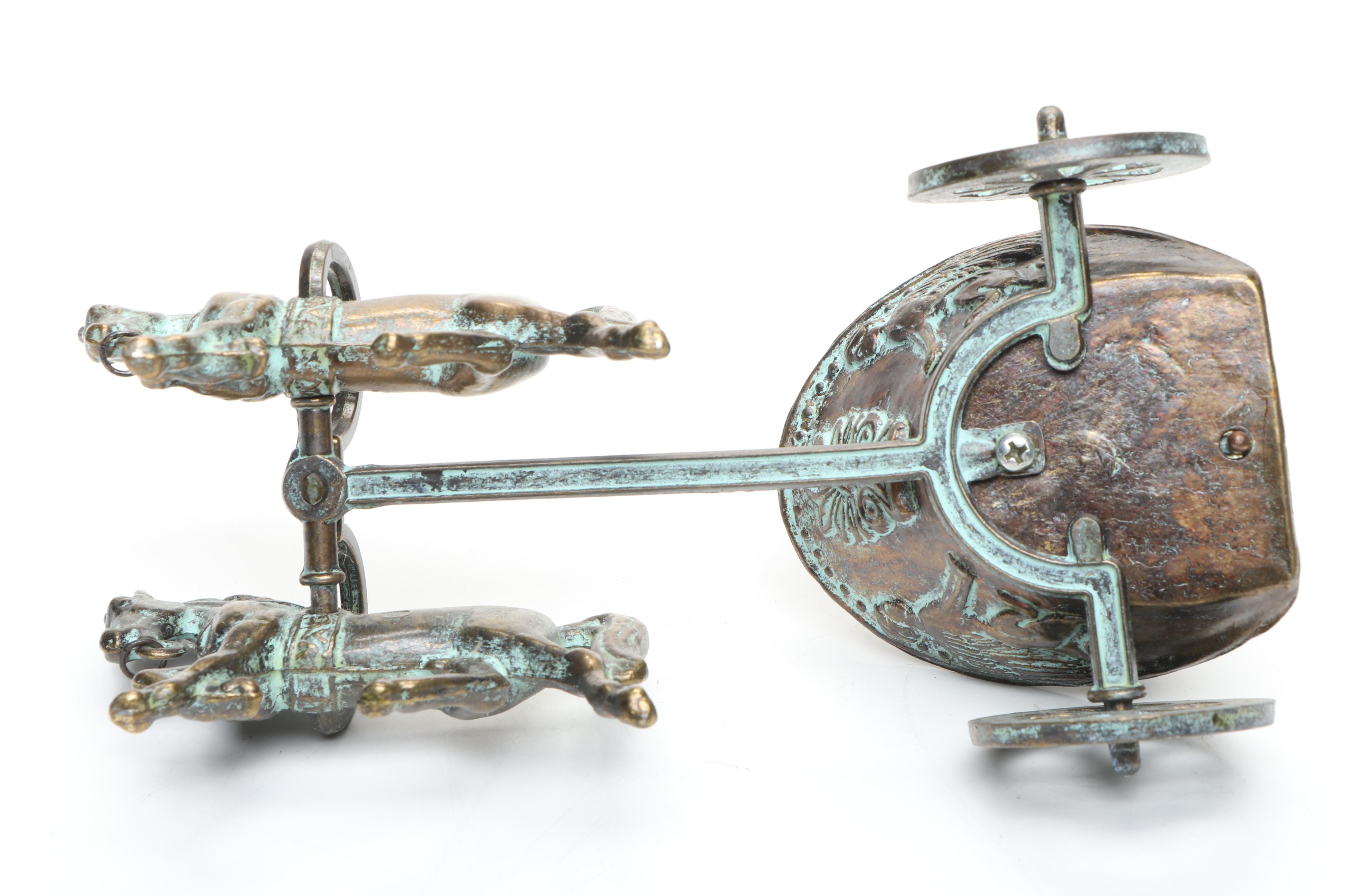 Roman Charioteer Figurine with Brass Hippocampus Figurine